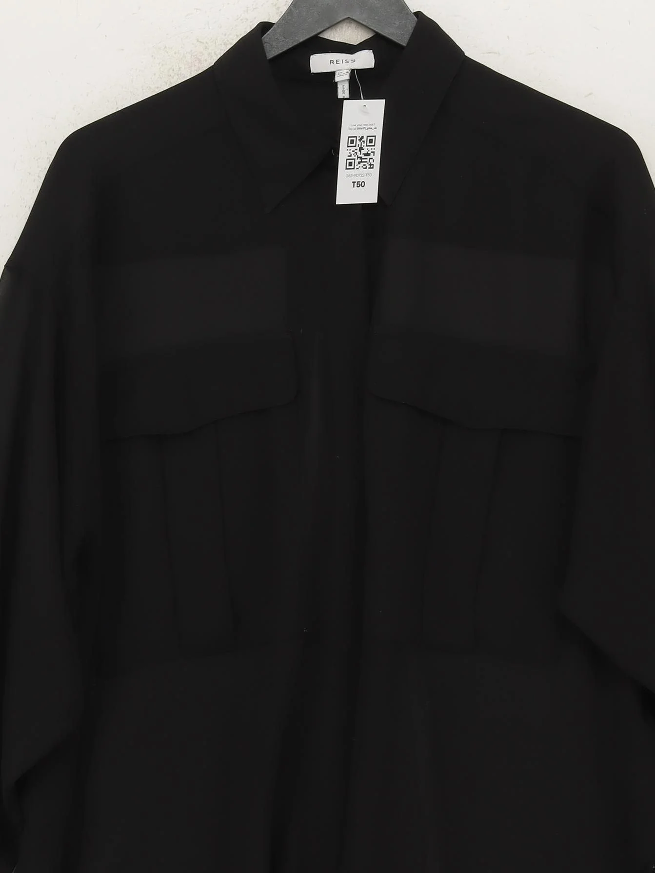Reiss Women's Shirt S Black 100% Polyester Long Sleeve Collared Basic - Image 3