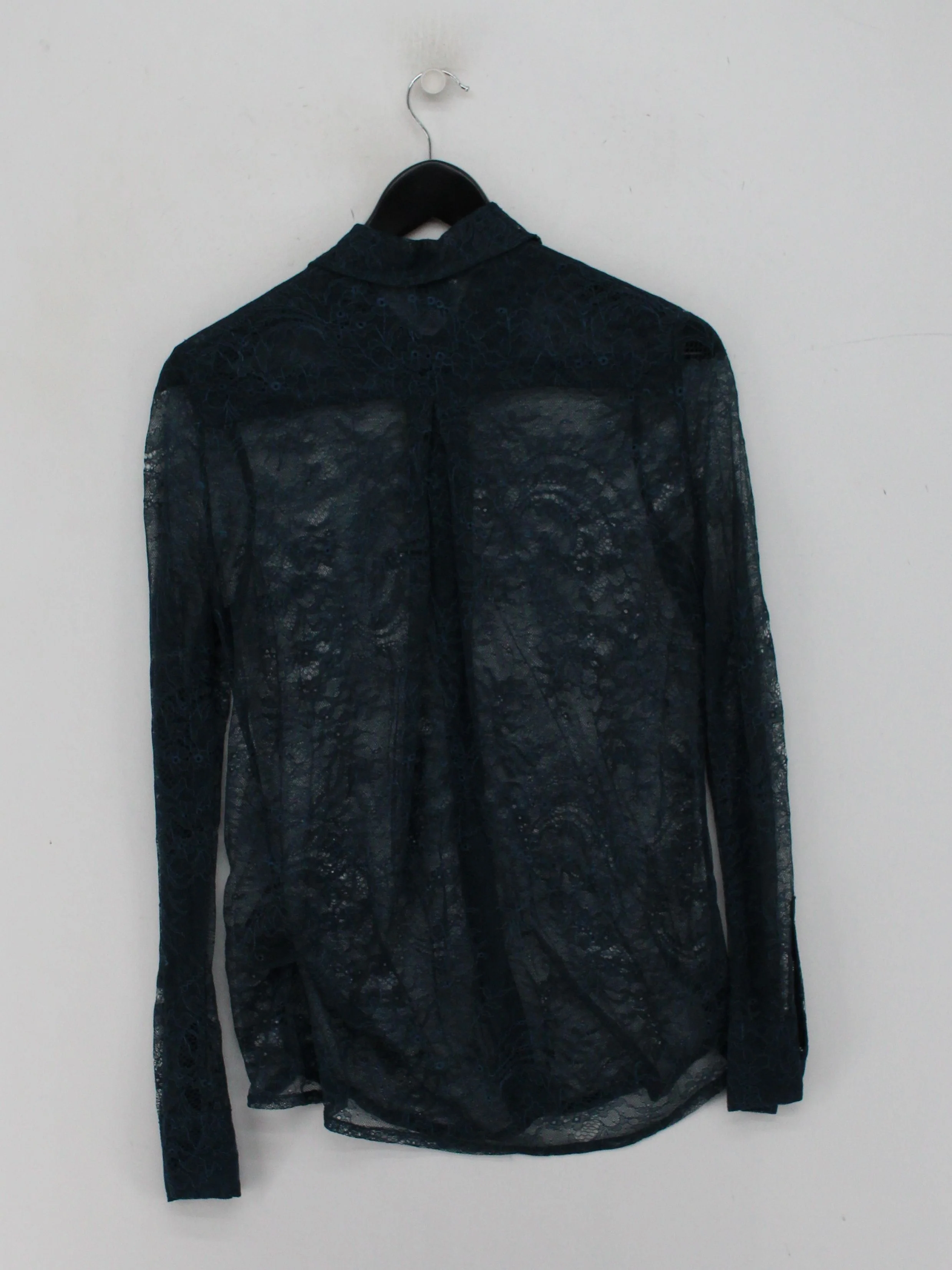 Reiss Women's Shirt UK 10 Green Nylon with Viscose Long Sleeve Collared Basic - Image 2