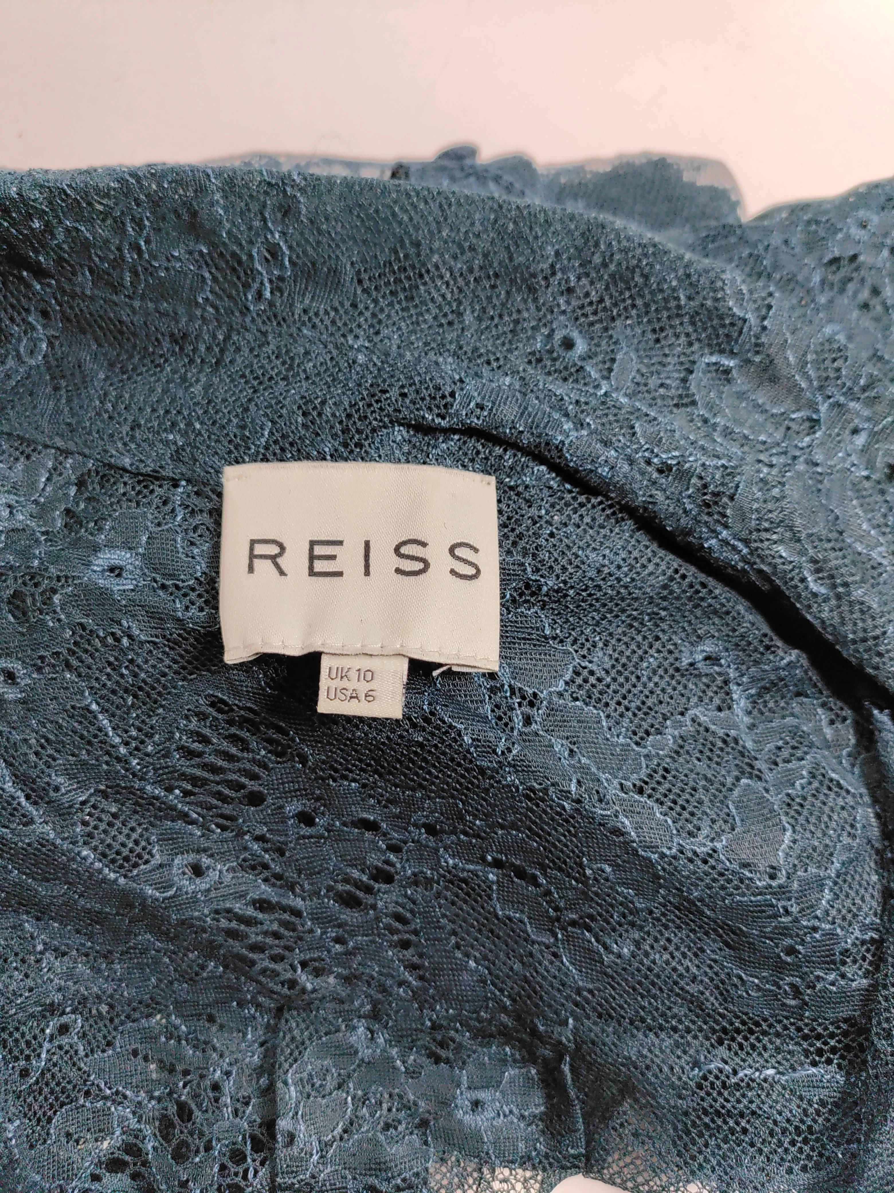 Reiss Women's Shirt UK 10 Green Nylon with Viscose Long Sleeve Collared Basic - Image 5