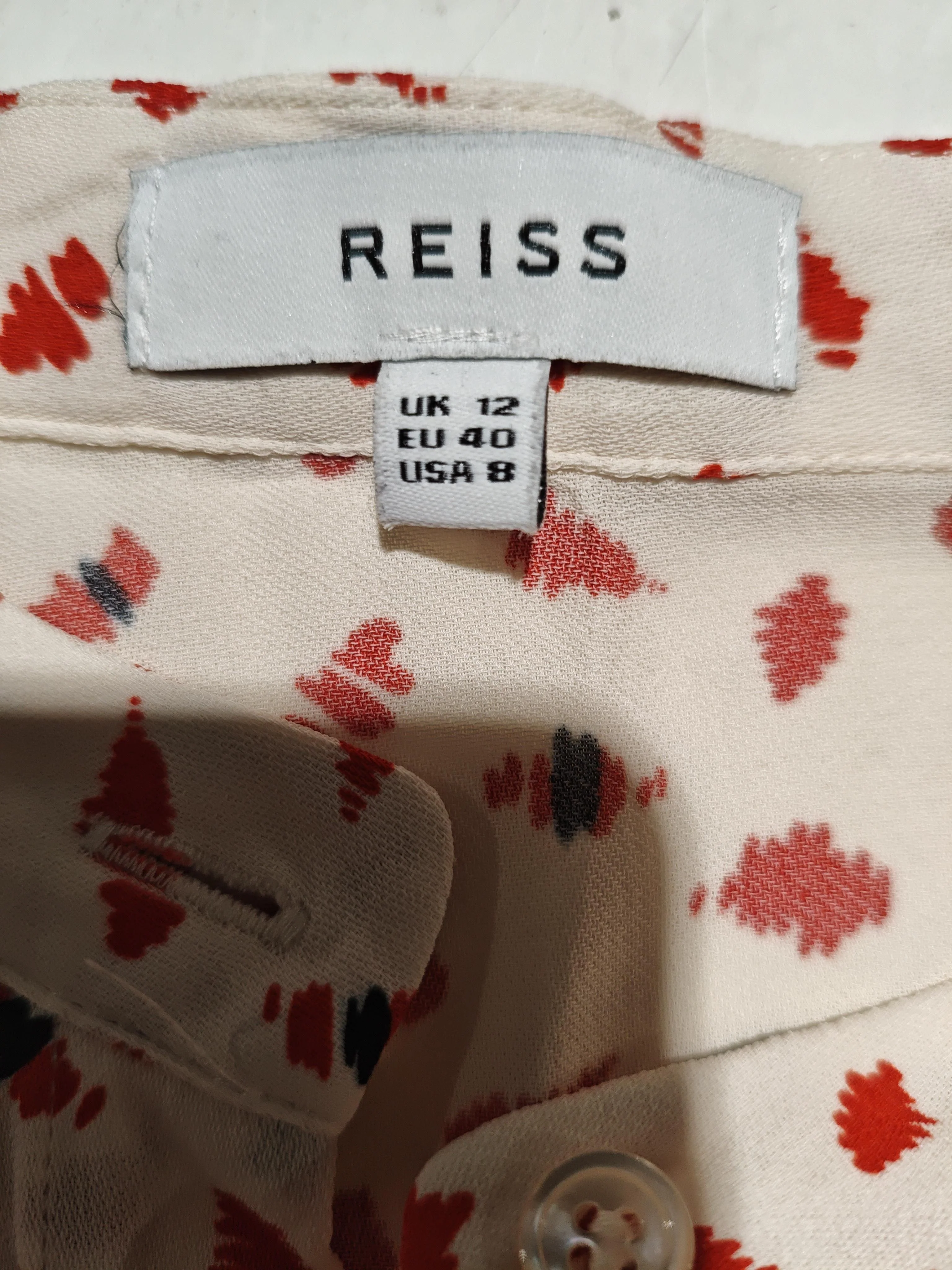 Reiss Women's Shirt UK 12 Cream 100% Viscose Long Sleeve Collared Basic - Image 5