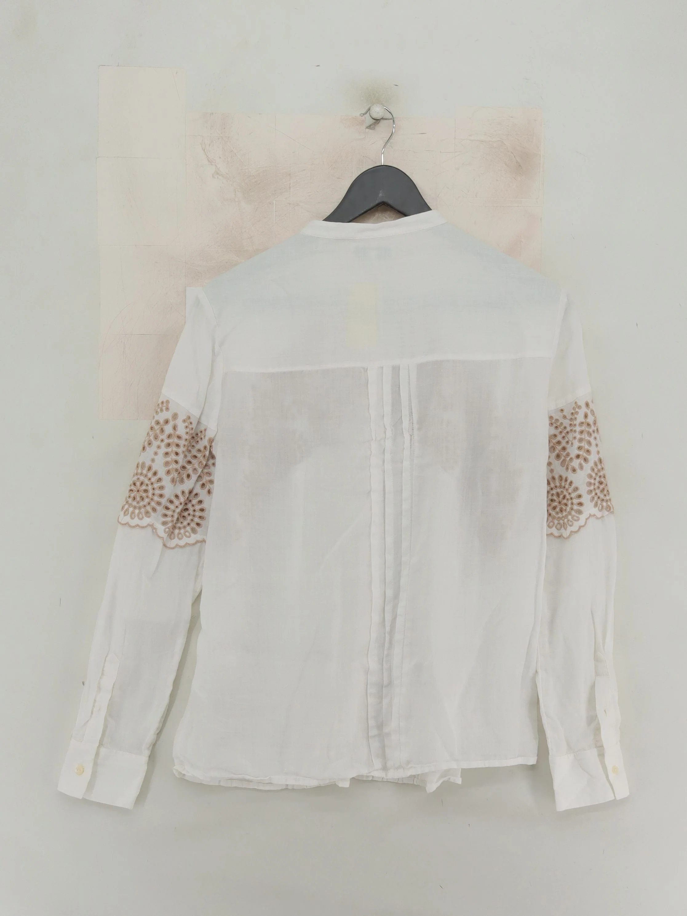 Reiss Women's Shirt UK 2 White Linen with Polyester Long Sleeve Collared Basic - Image 2