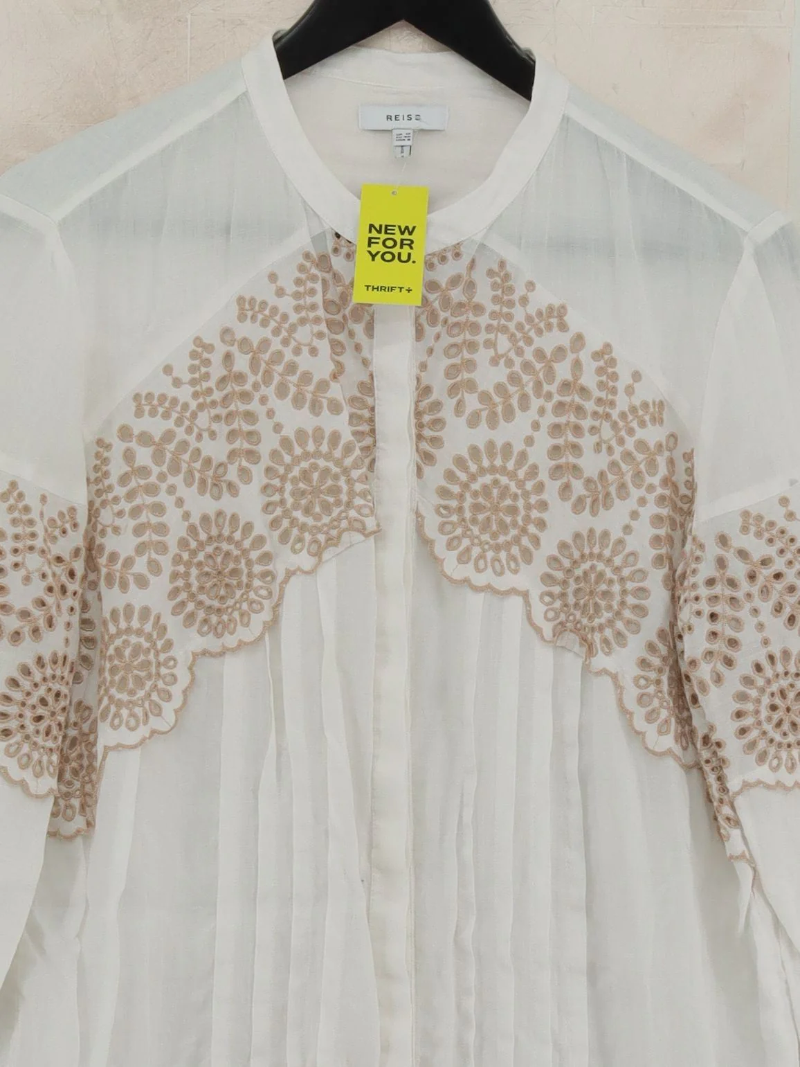Reiss Women's Shirt UK 2 White Linen with Polyester Long Sleeve Collared Basic - Image 3