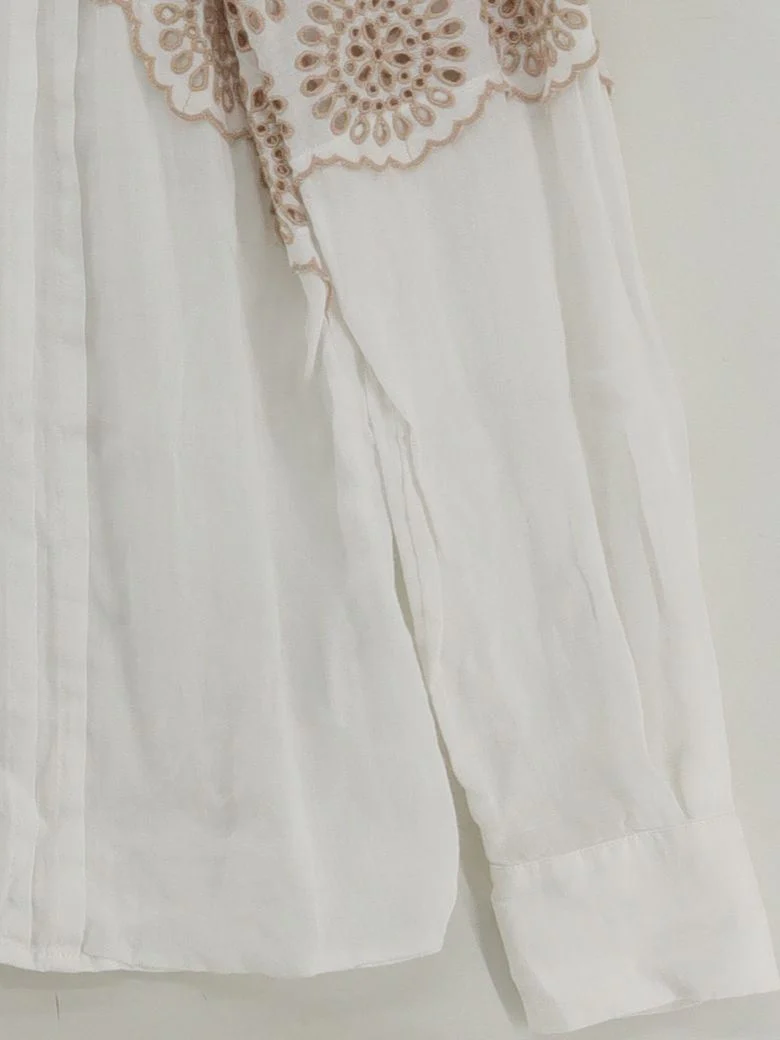 Reiss Women's Shirt UK 2 White Linen with Polyester Long Sleeve Collared Basic - Image 4