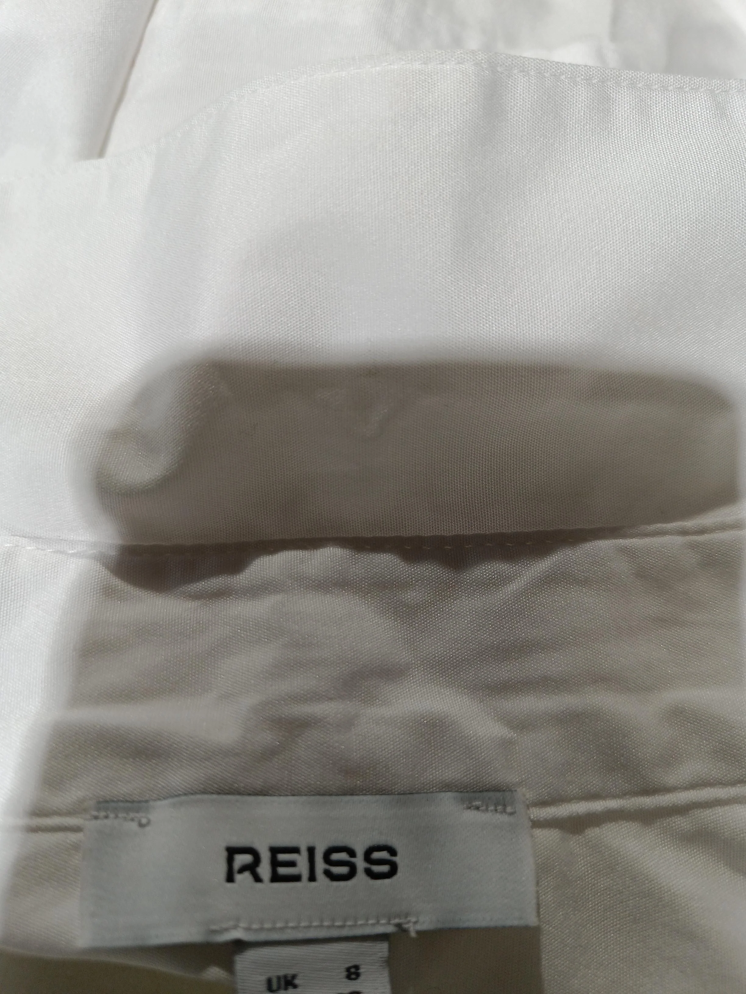 Reiss Women's Shirt UK 8 White 100% Cotton 3/4 Sleeve Collared Basic - Image 6