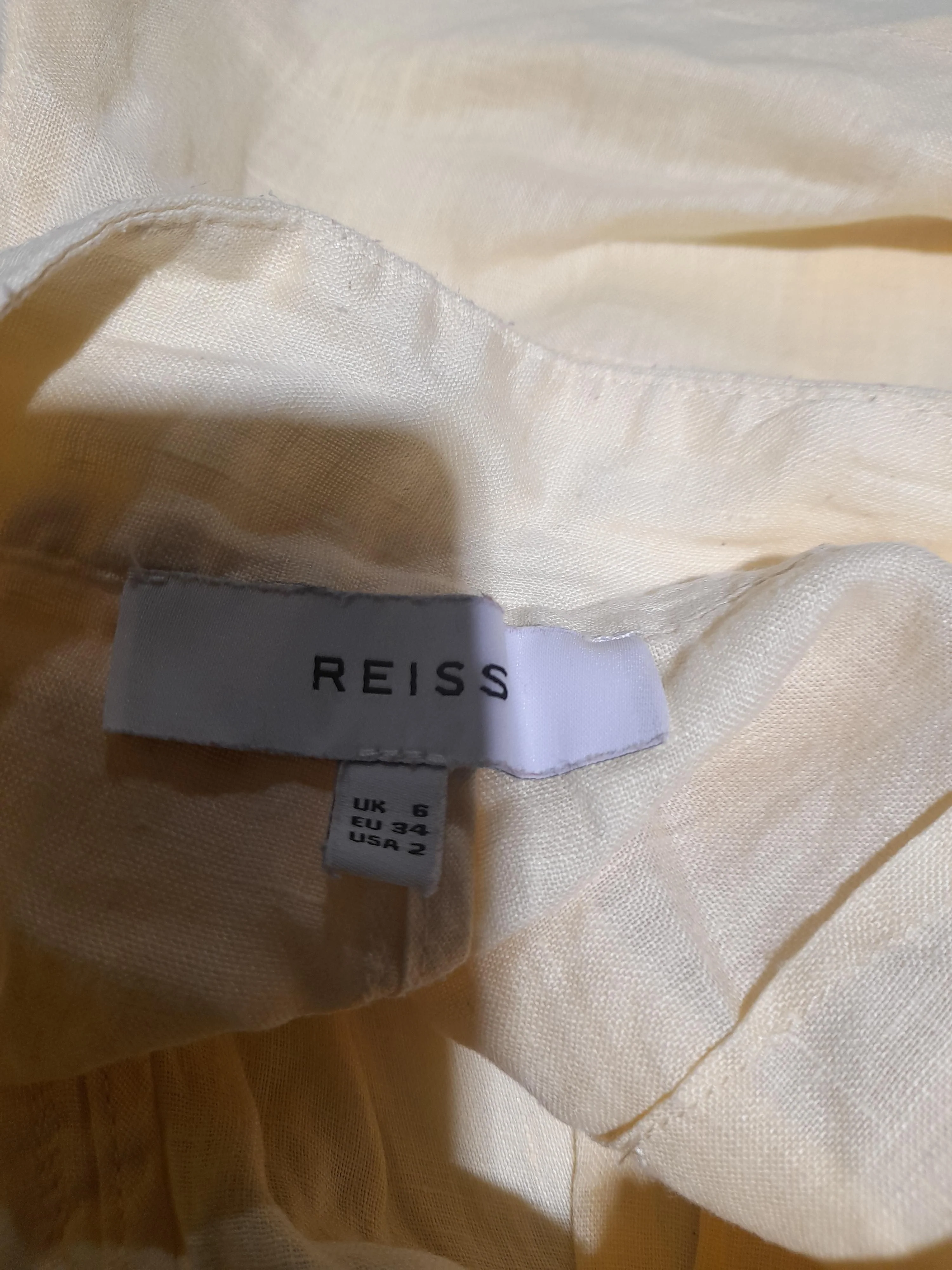 Reiss Women's Shorts UK 6 Cream 100% Linen Paperbag - Image 5