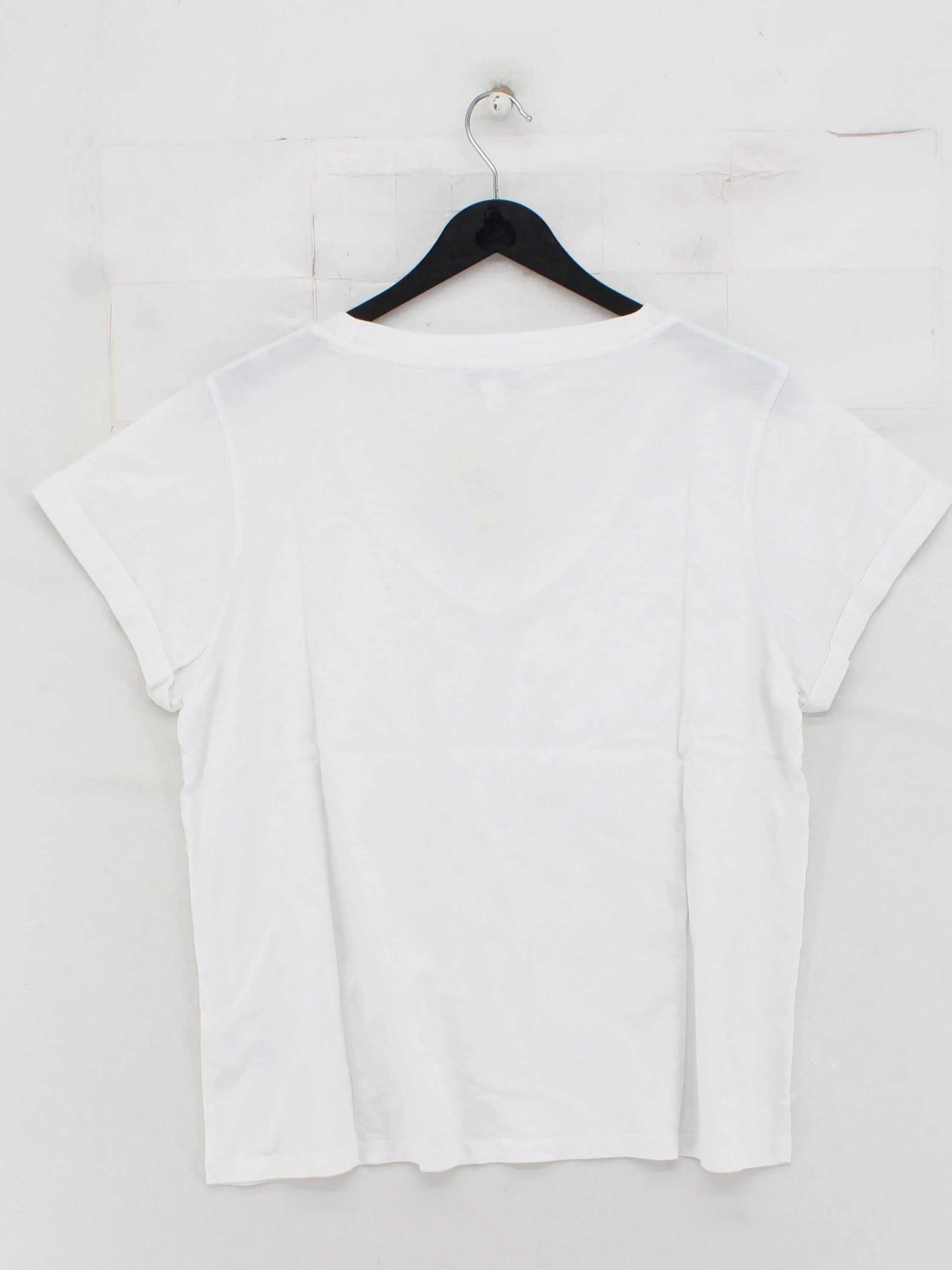 Reiss Women's T-Shirt L White 100% Cotton Short Sleeve V-Neck Basic - Image 2