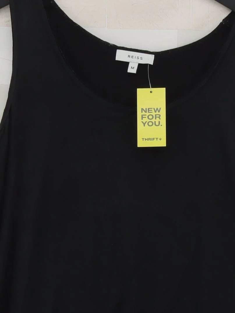 Reiss Women's T-Shirt M Black Rayon with Spandex Sleeveless Round Neck Basic - Image 3
