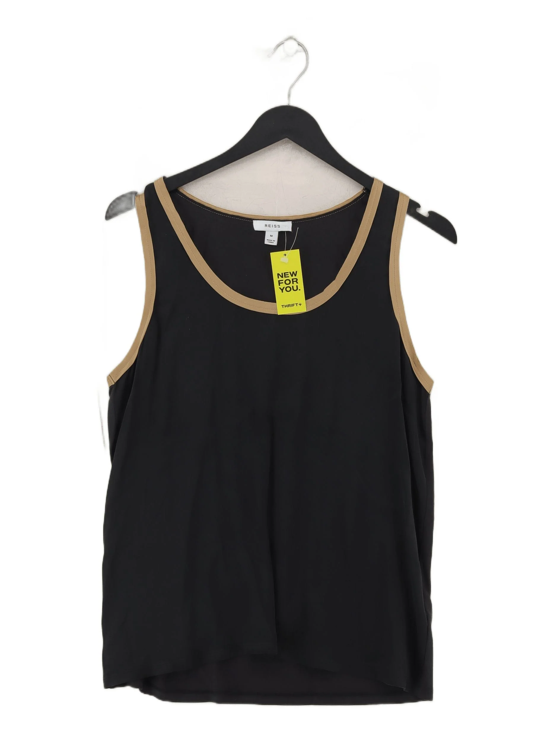 Reiss Women's T-Shirt M Black Viscose with Elastane, Silk Basic