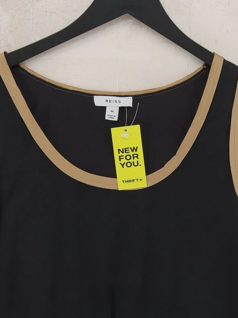 Reiss Women's T-Shirt M Black Viscose with Elastane, Silk Basic - Image 3