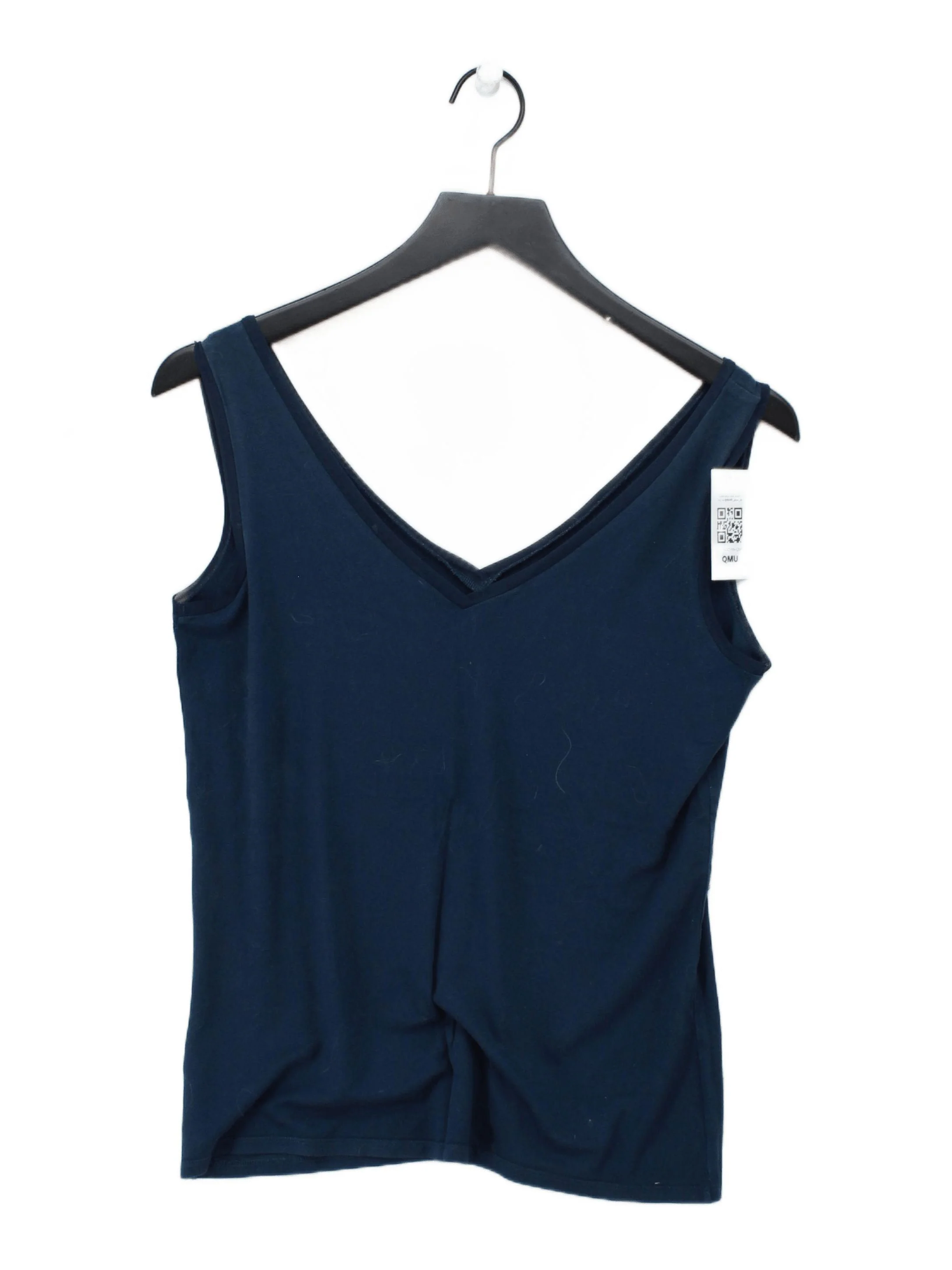 Reiss Women's T-Shirt M Blue Viscose with Elastane Sleeveless V-Neck Basic