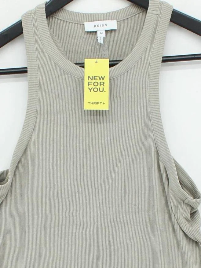 Reiss Women's T-Shirt M Grey Viscose with Elastane Sleeveless Round Neck Basic - Image 3