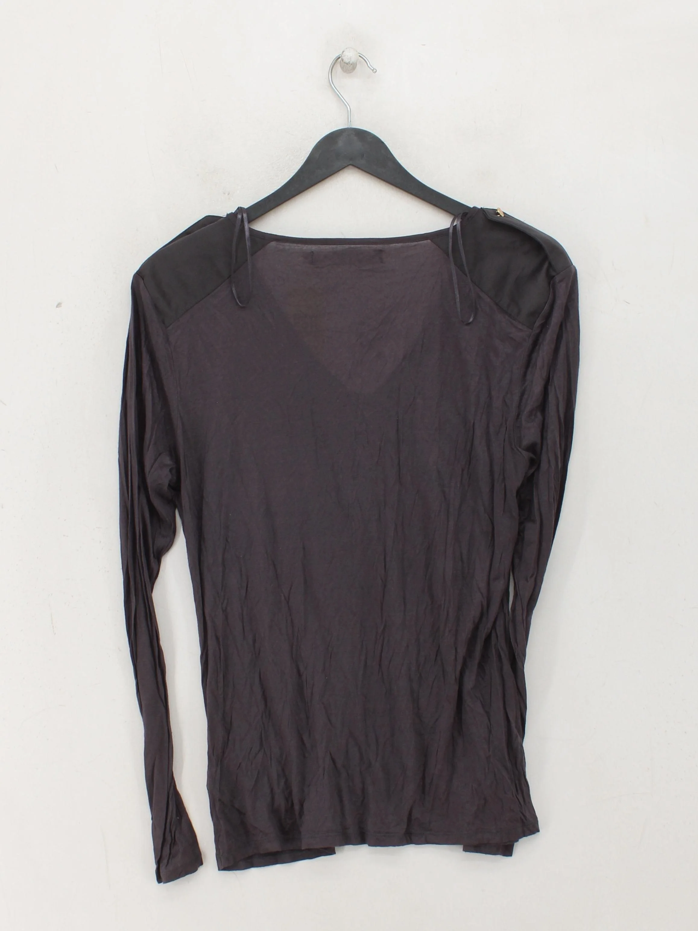 Reiss Women's T-Shirt M Grey Viscose with Polyester Short Sleeve V-Neck Basic - Image 2