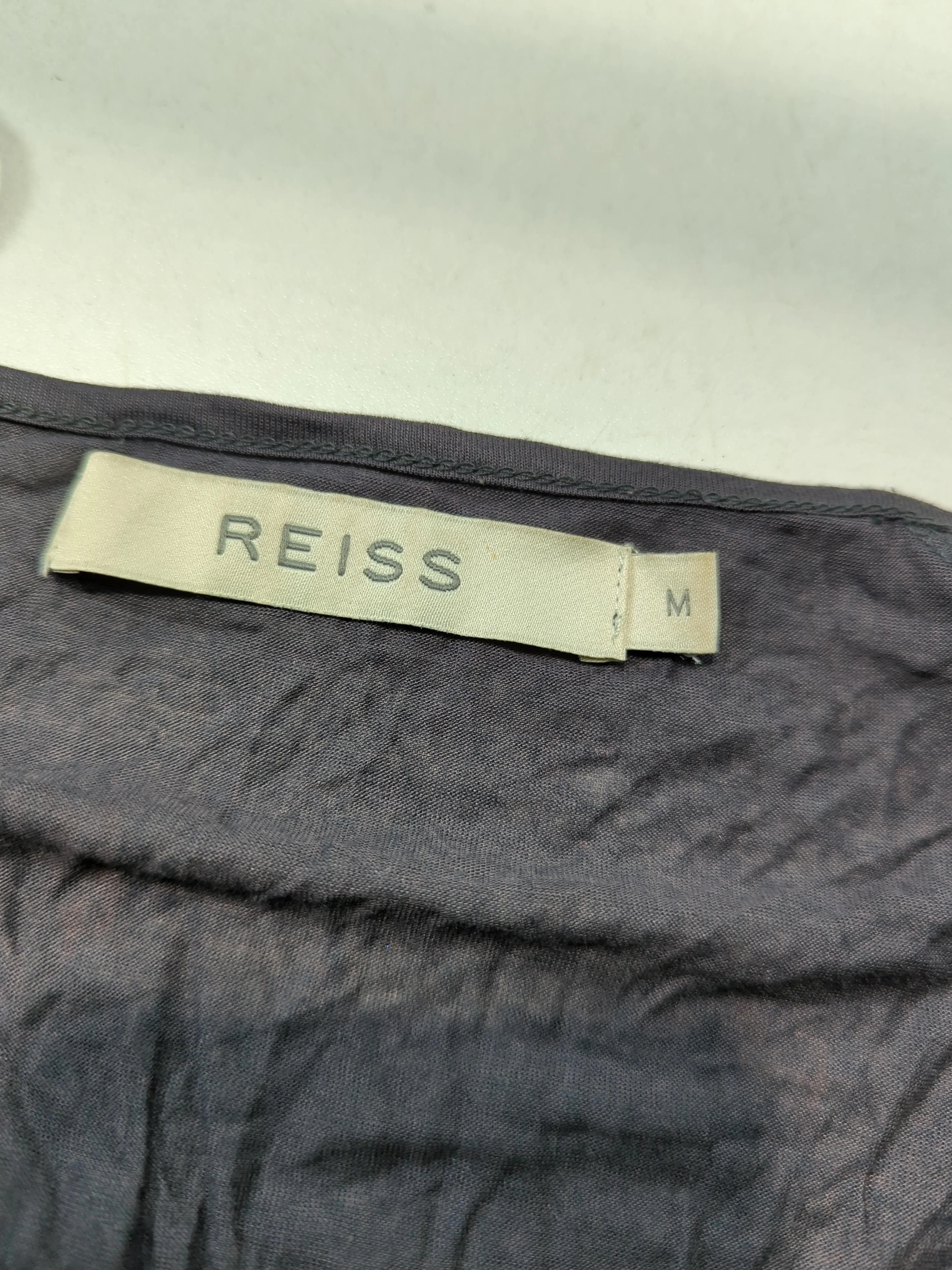 Reiss Women's T-Shirt M Grey Viscose with Polyester Short Sleeve V-Neck Basic - Image 5
