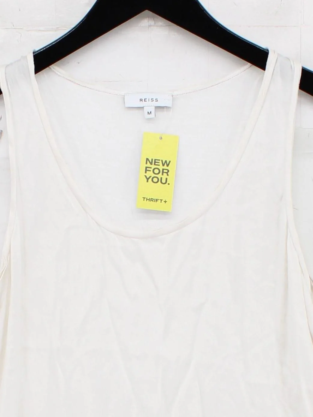 Reiss Women's T-Shirt M White Silk with Elastane, Rayon Basic - Image 3