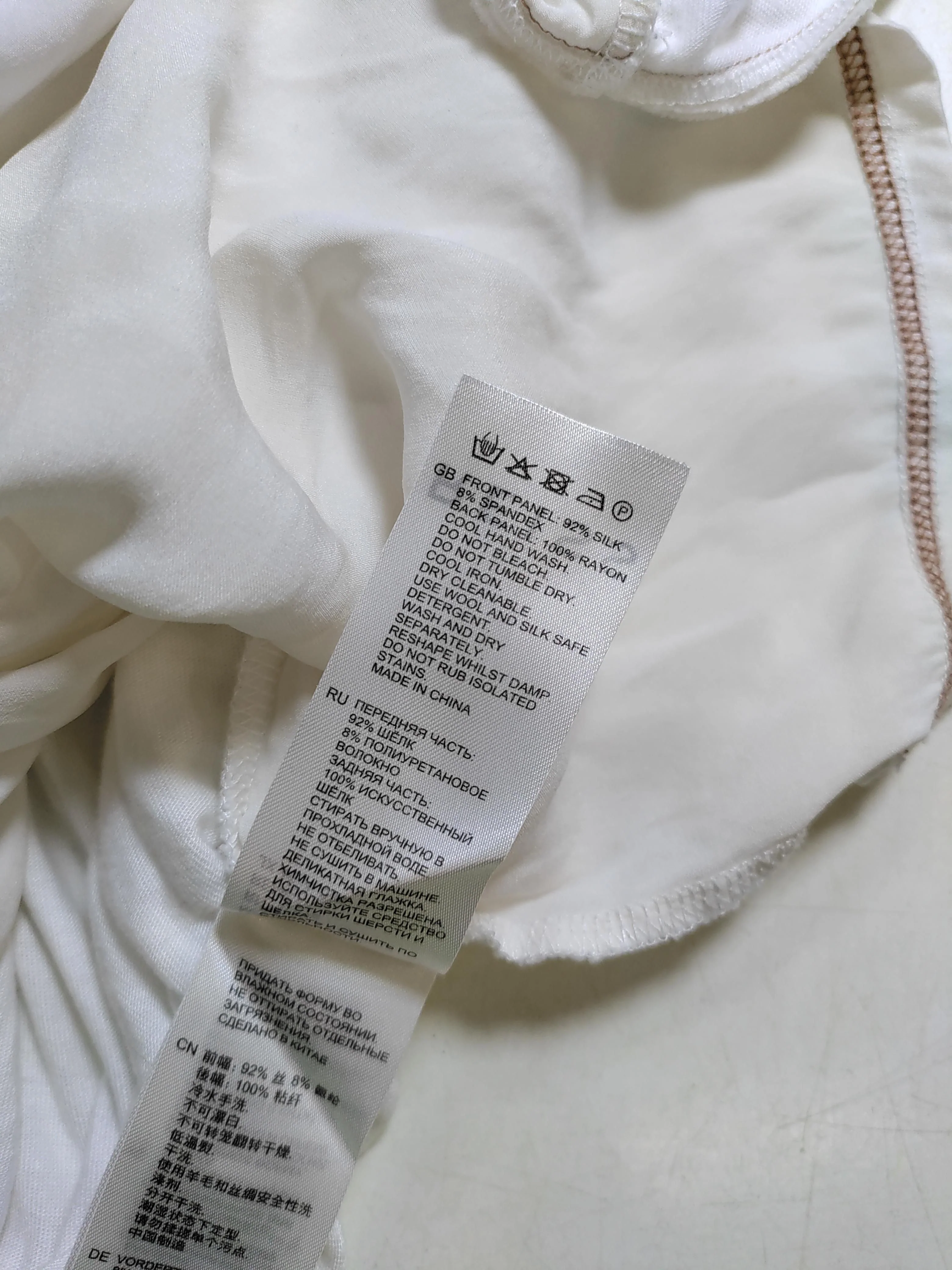 Reiss Women's T-Shirt M White Silk with Elastane, Rayon Basic - Image 6
