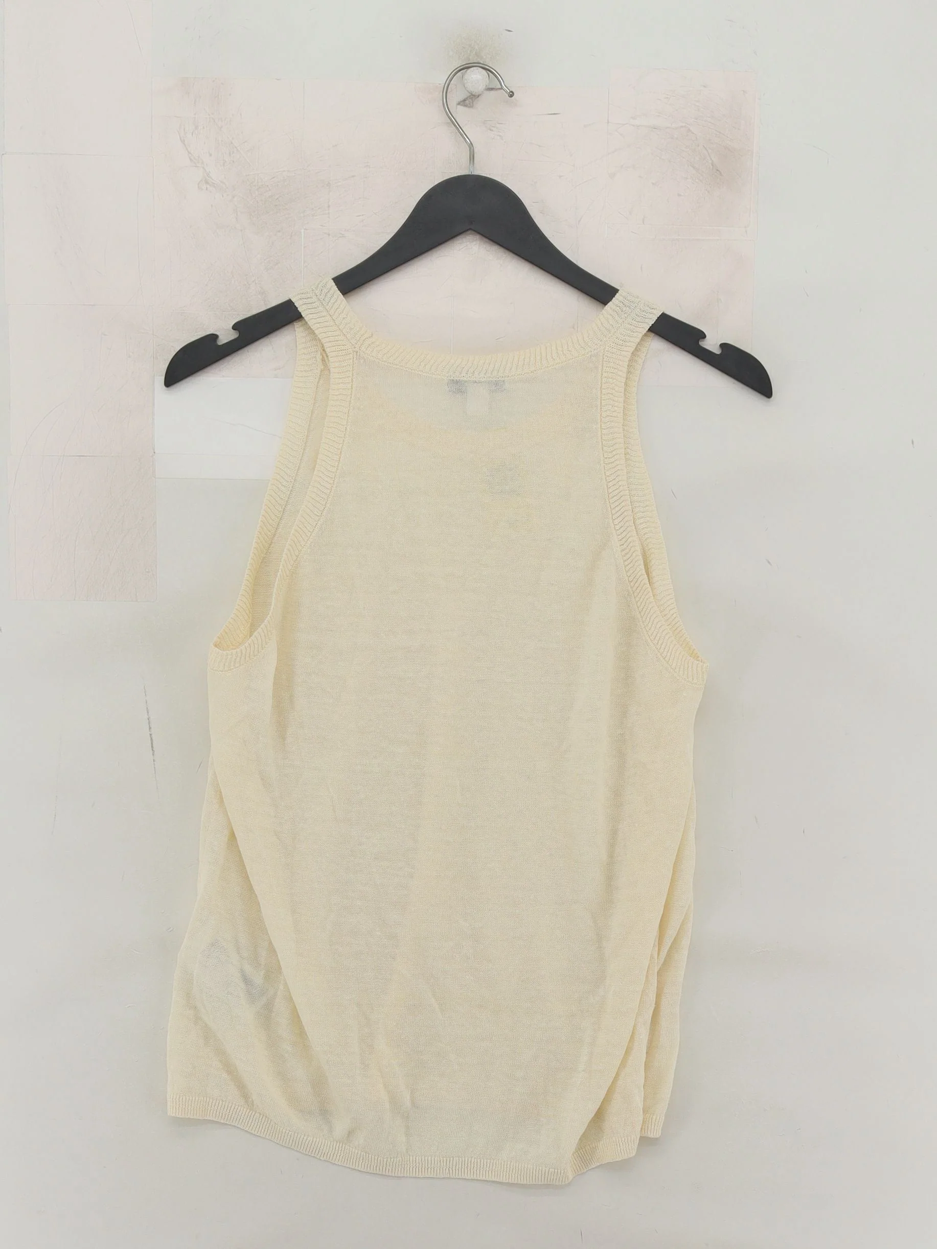 Reiss Women's Top L Cream 100% Other Sleeveless Round Neck Basic - Image 2