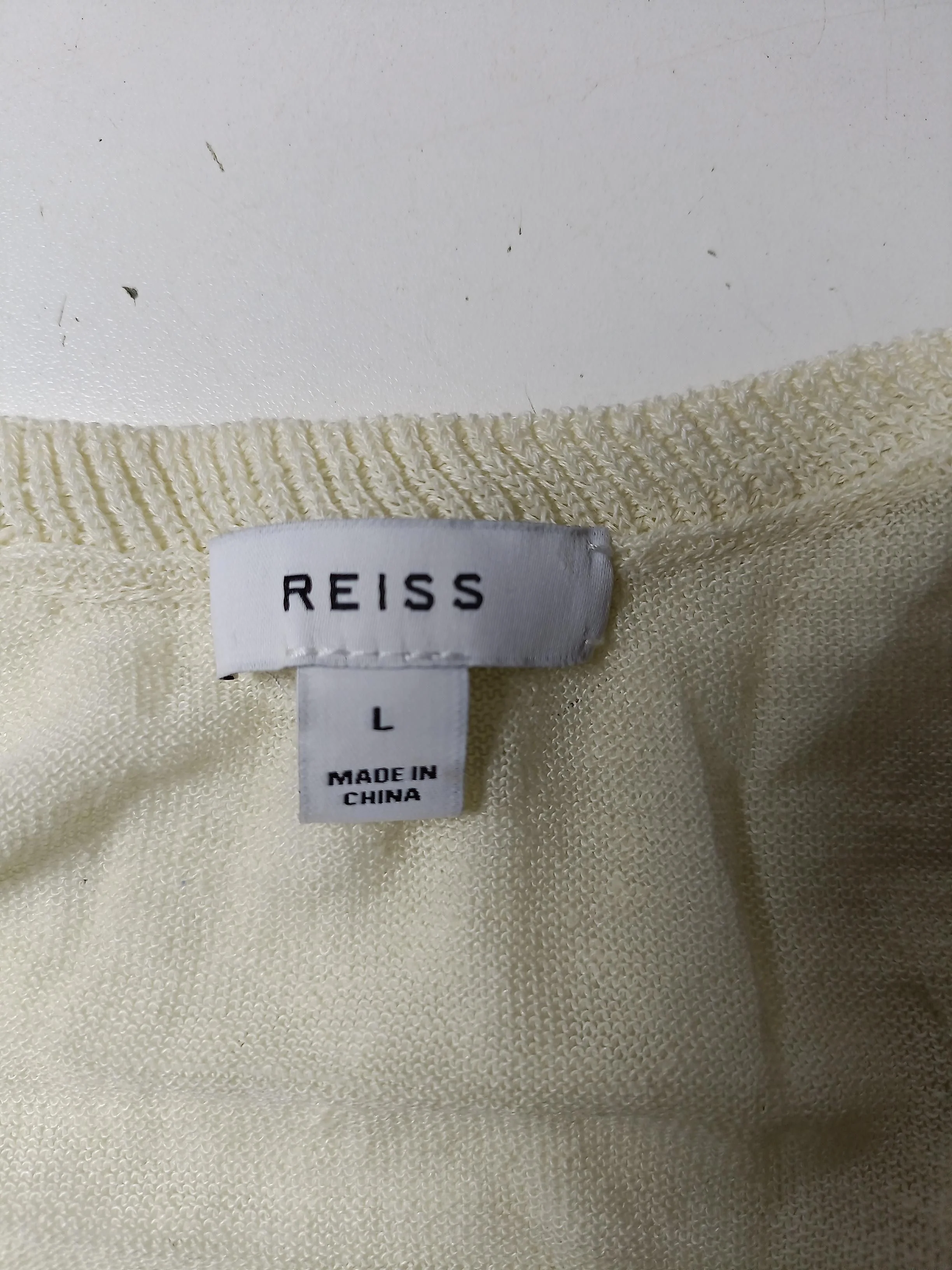 Reiss Women's Top L Cream 100% Other Sleeveless Round Neck Basic - Image 5