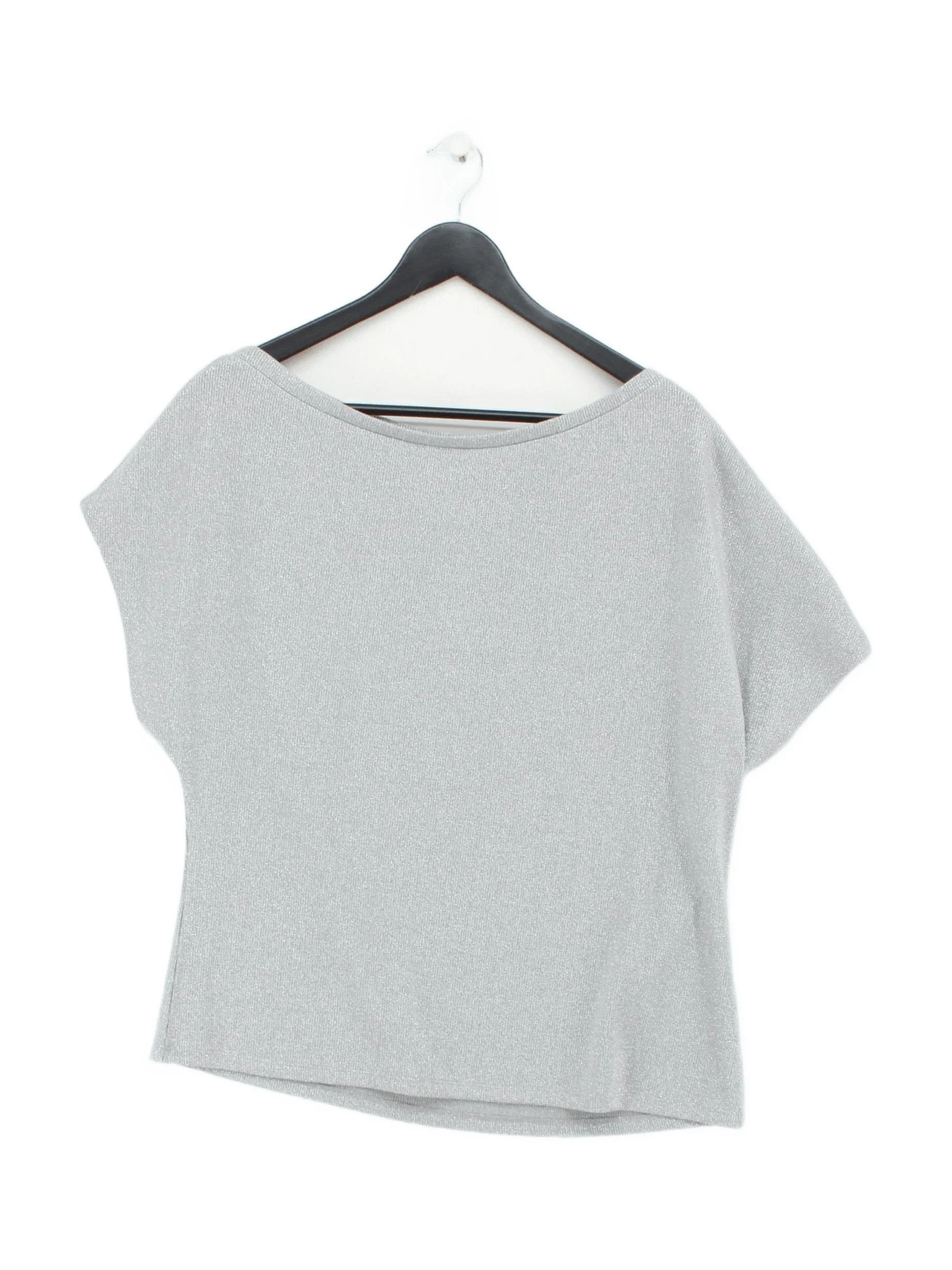 Reiss Women's Top L Grey Viscose with Other Short Sleeve Round Neck Basic