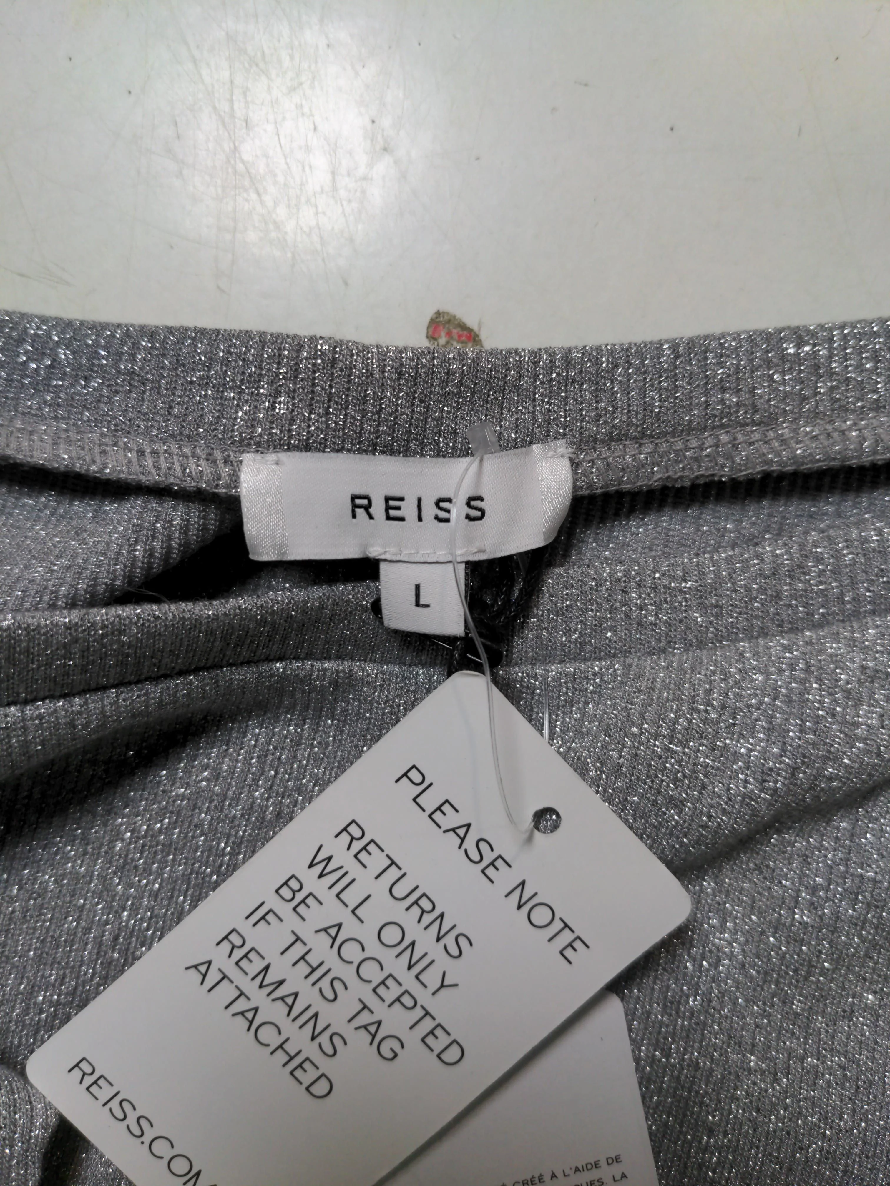 Reiss Women's Top L Grey Viscose with Other Short Sleeve Round Neck Basic - Image 5