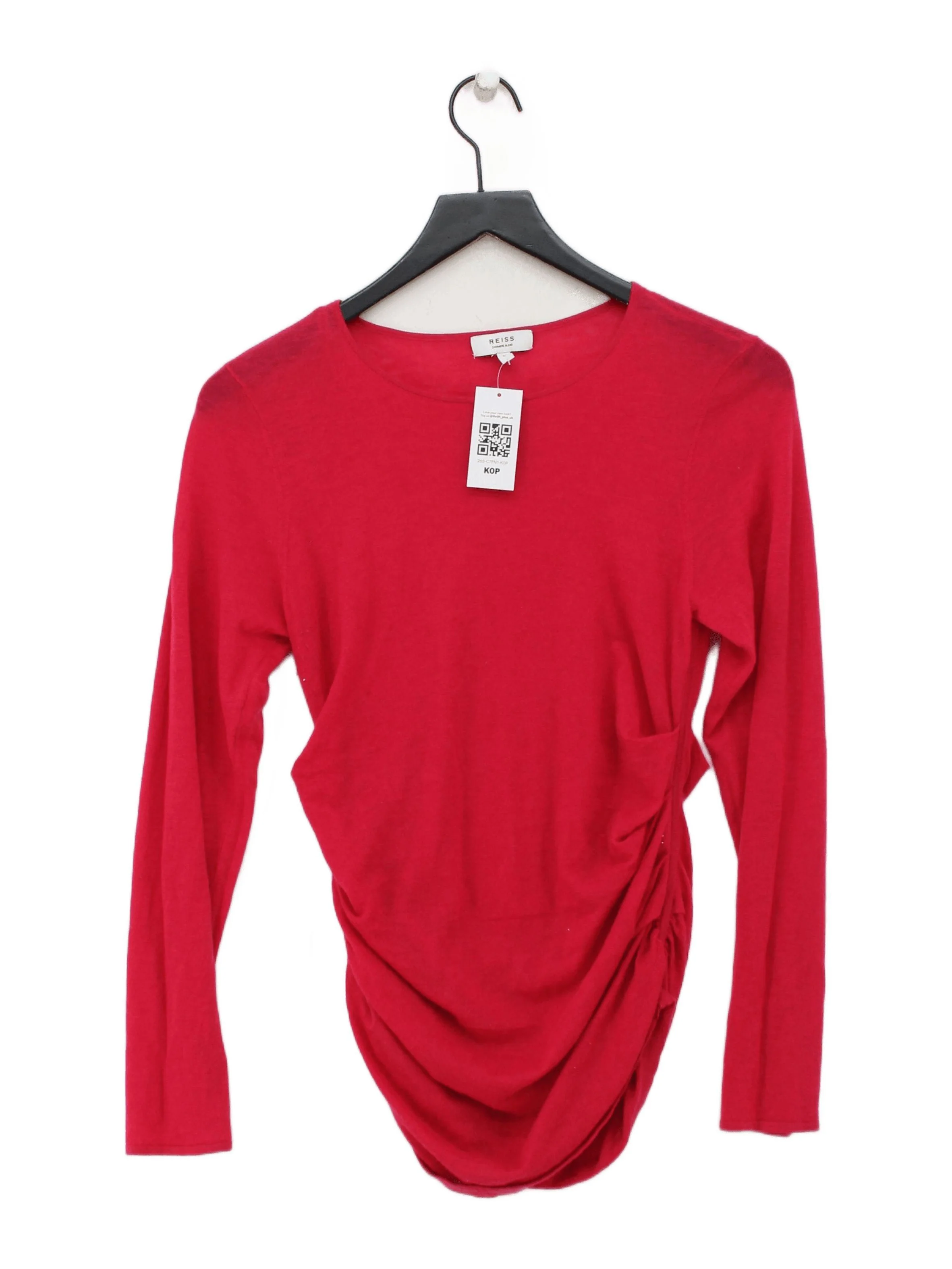 Reiss Women's Top L Red Wool with Cashmere Long Sleeve Round Neck Basic
