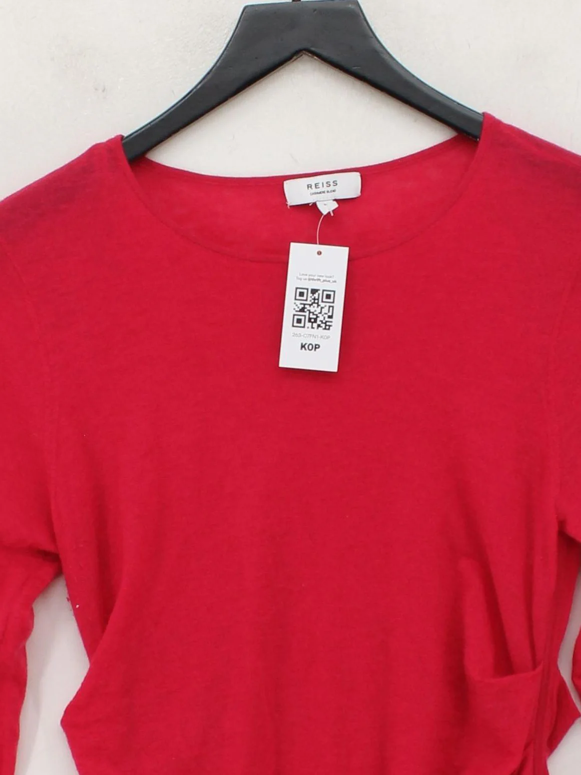 Reiss Women's Top L Red Wool with Cashmere Long Sleeve Round Neck Basic - Image 3