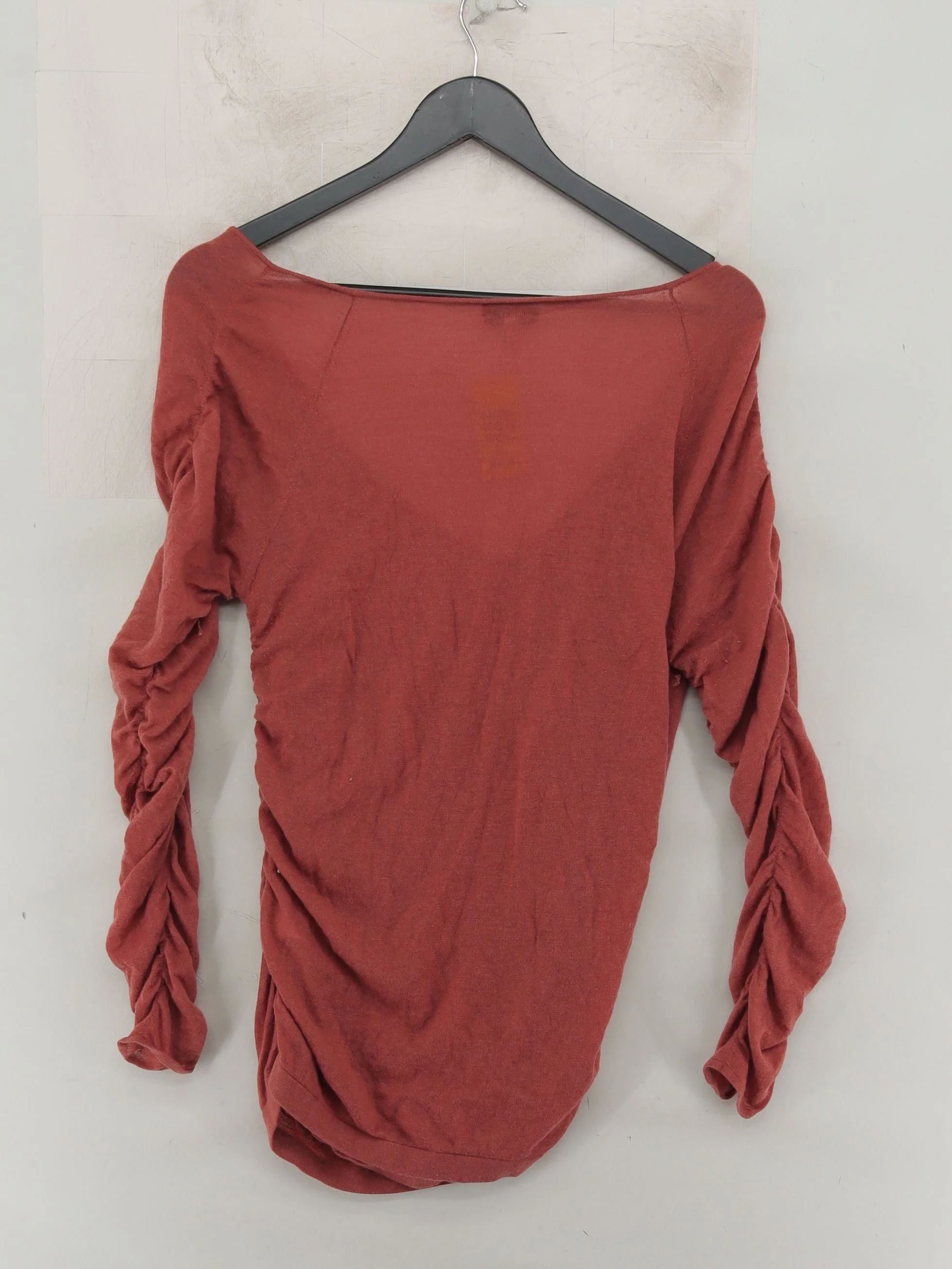 Reiss Women's Top L Red Wool with Polyester, Cashmere Long Sleeve V-Neck Basic - Image 2