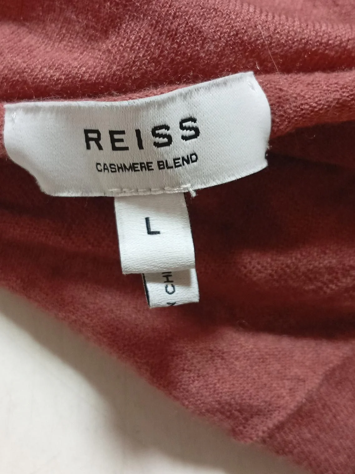 Reiss Women's Top L Red Wool with Polyester, Cashmere Long Sleeve V-Neck Basic - Image 6