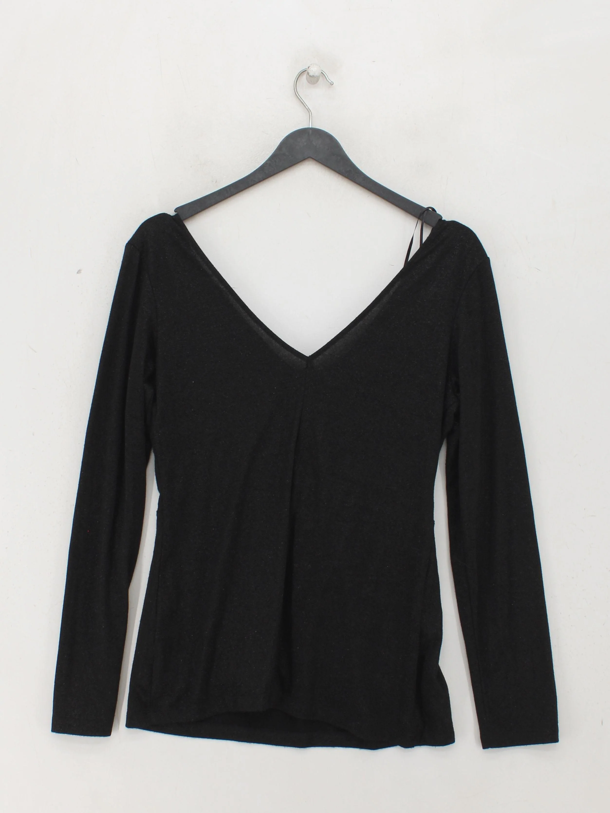 Reiss Women's Top M Black 100% Other Long Sleeve V-Neck Basic - Image 2