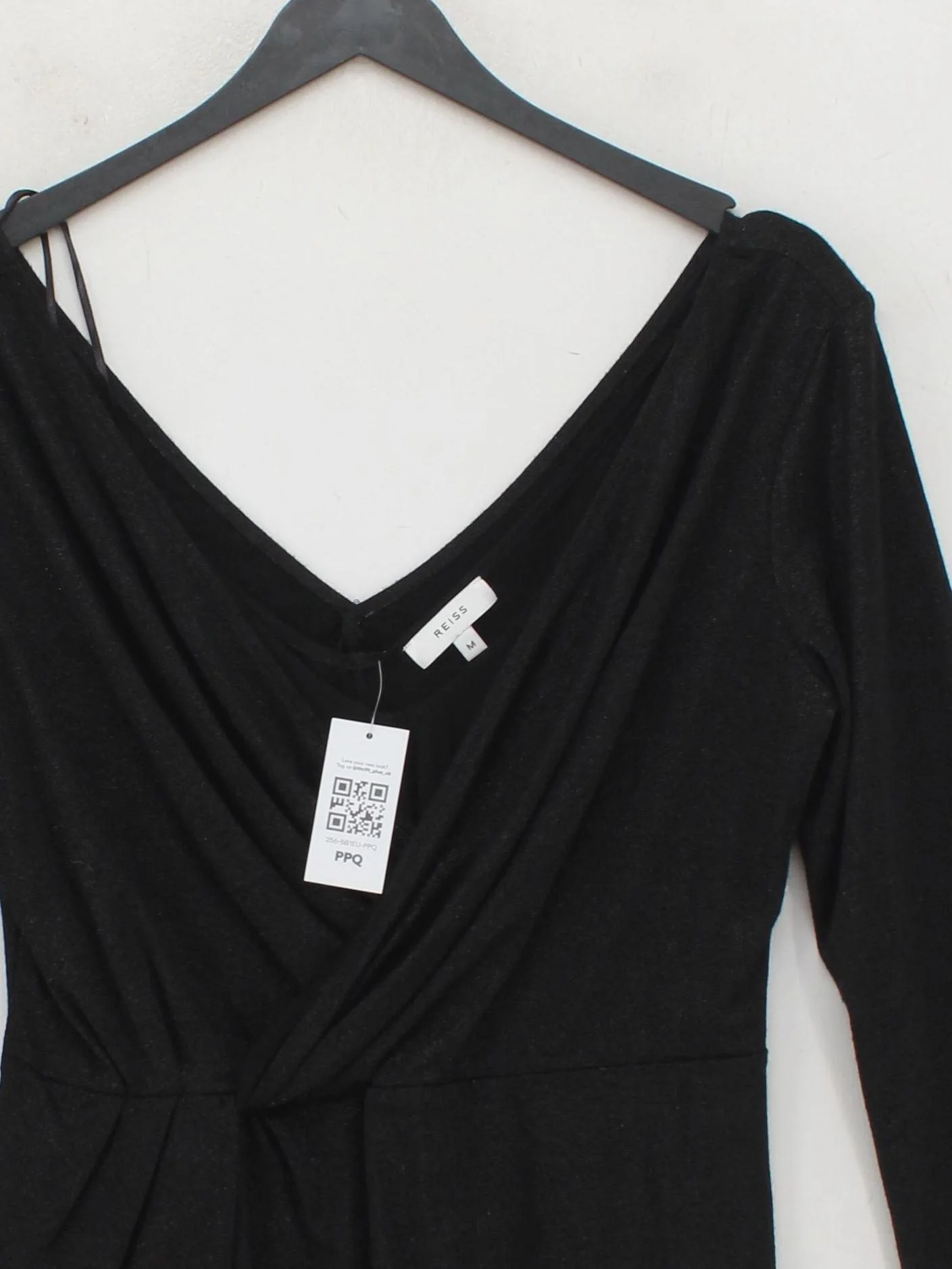 Reiss Women's Top M Black 100% Other Long Sleeve V-Neck Basic - Image 3