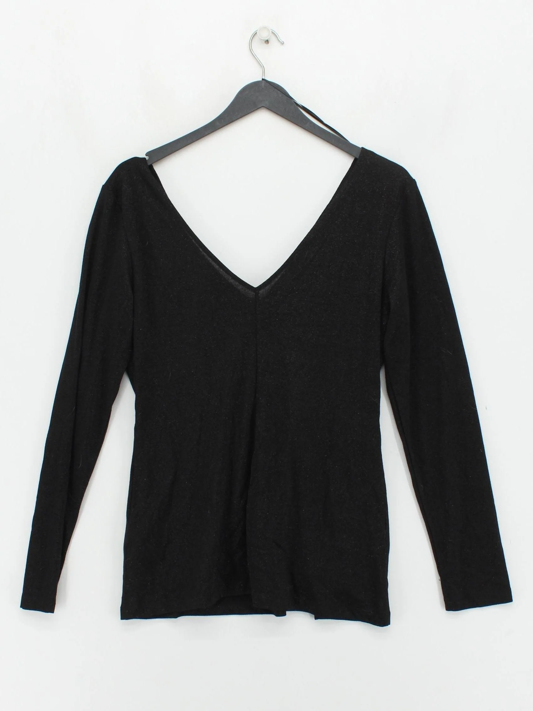 Reiss Women's Top M Black 100% Other Long Sleeve V-Neck Basic - Image 2