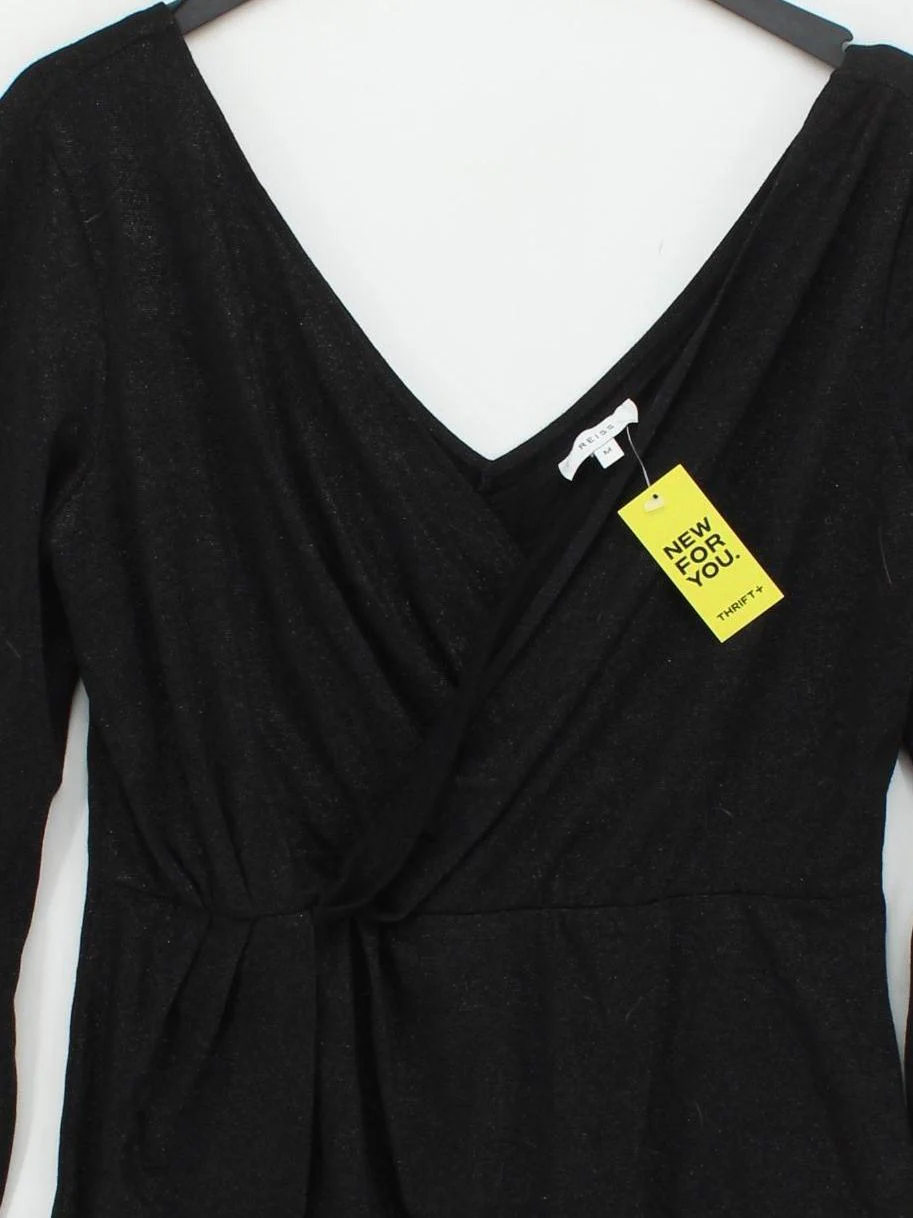 Reiss Women's Top M Black 100% Other Long Sleeve V-Neck Basic - Image 3