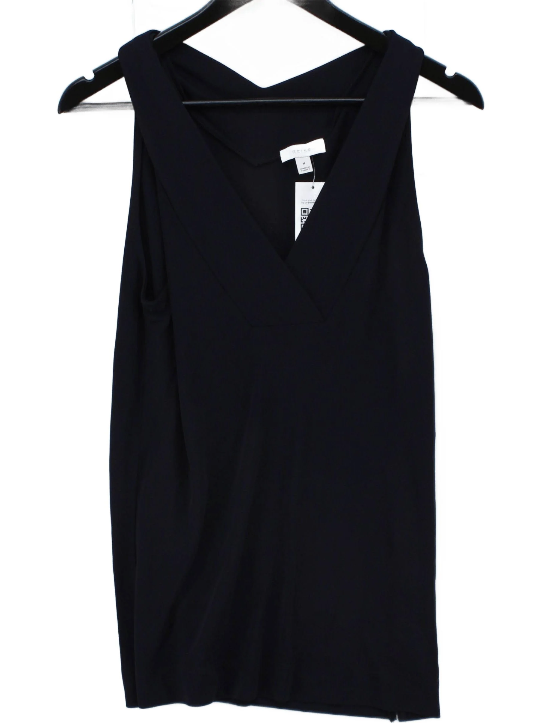 Reiss Women's Top M Black 100% Viscose Sleeveless V-Neck Basic