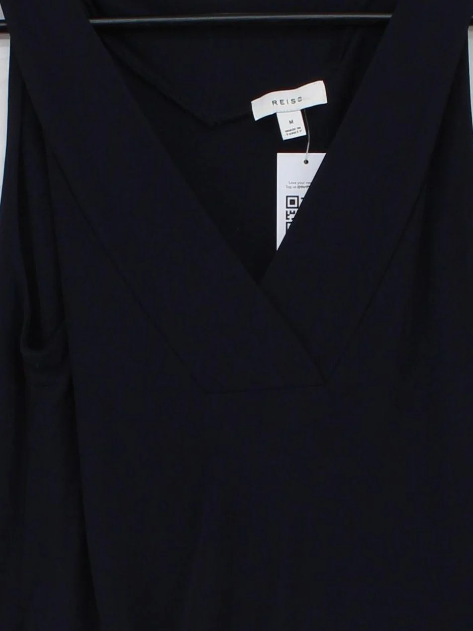 Reiss Women's Top M Black 100% Viscose Sleeveless V-Neck Basic - Image 3