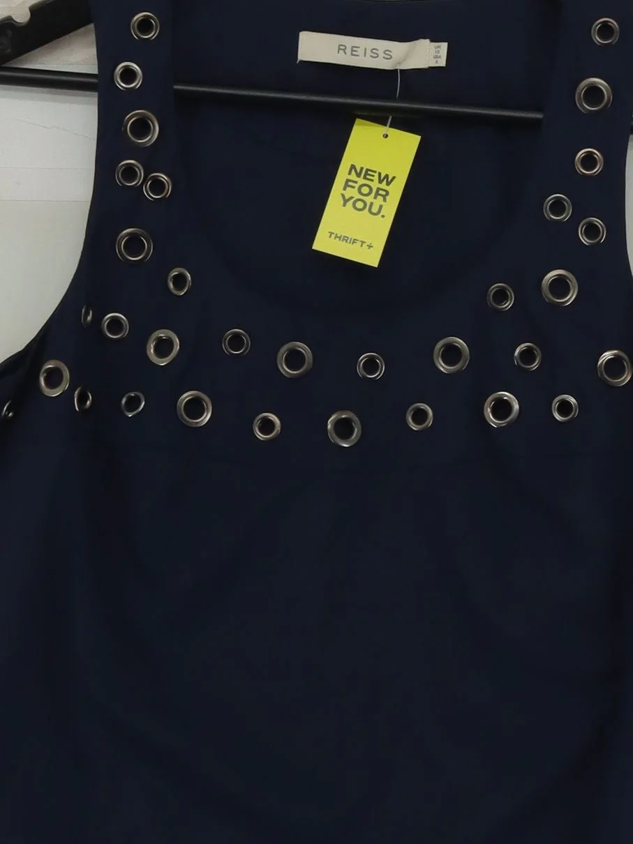 Reiss Women's Top M Blue 100% Polyester Sleeveless Round Neck Basic - Image 3