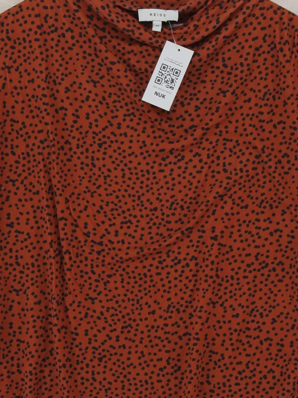 Reiss Women's Top M Brown Polkadot 100% Other Short Sleeve Round Neck Basic - Image 3
