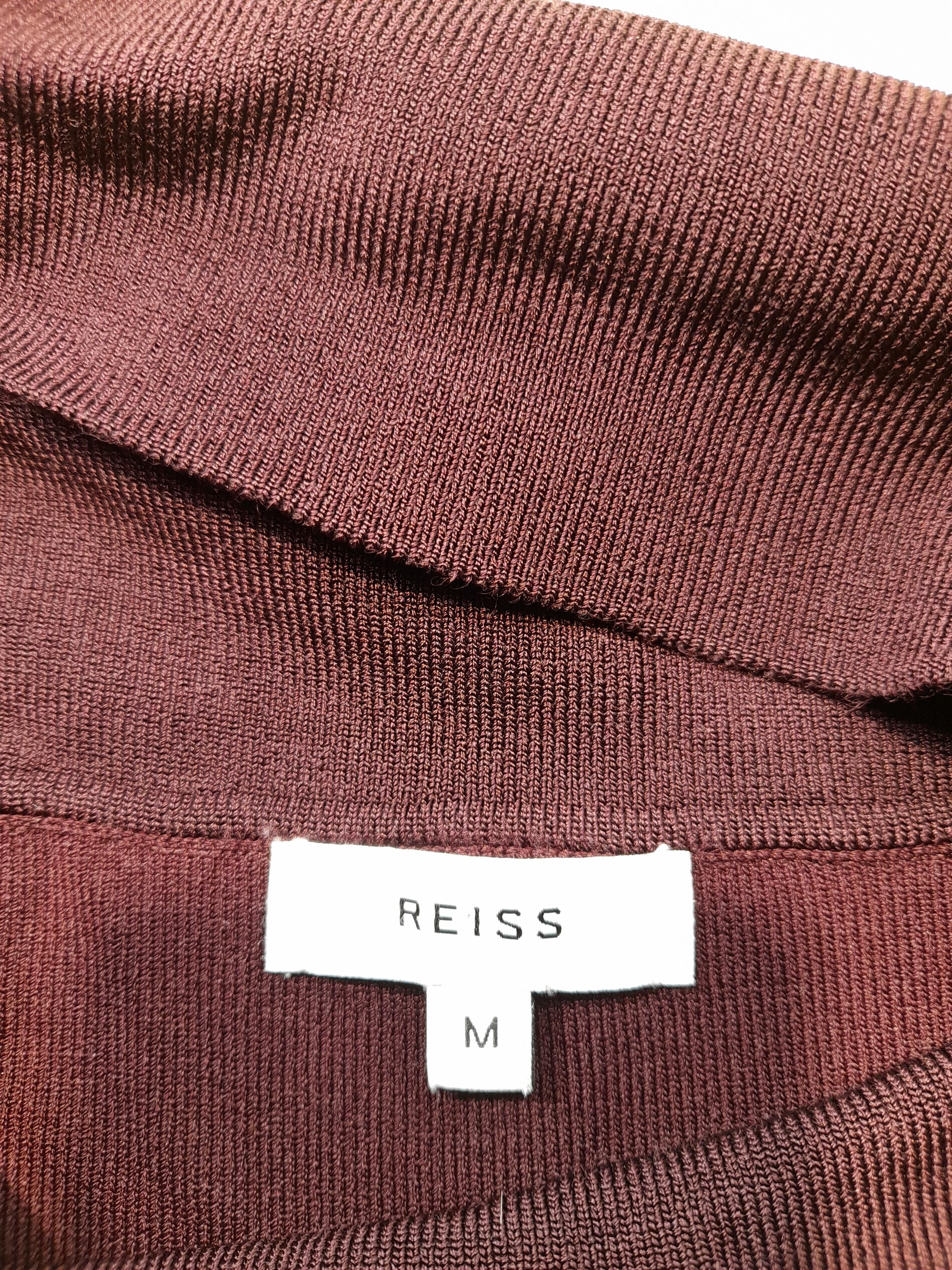 Reiss Women's Top M Red 100% Other Short Sleeve V-Neck Basic - Image 5
