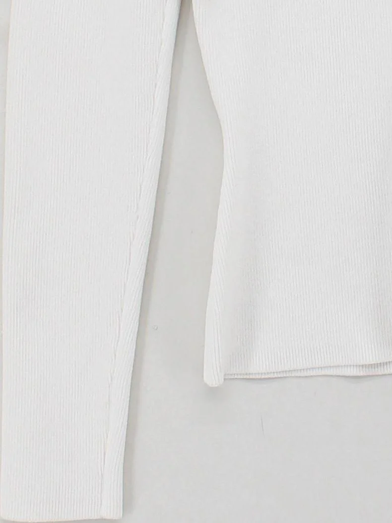 Reiss Women's Top M White 100% Other Long Sleeve Square Neck Basic - Image 4