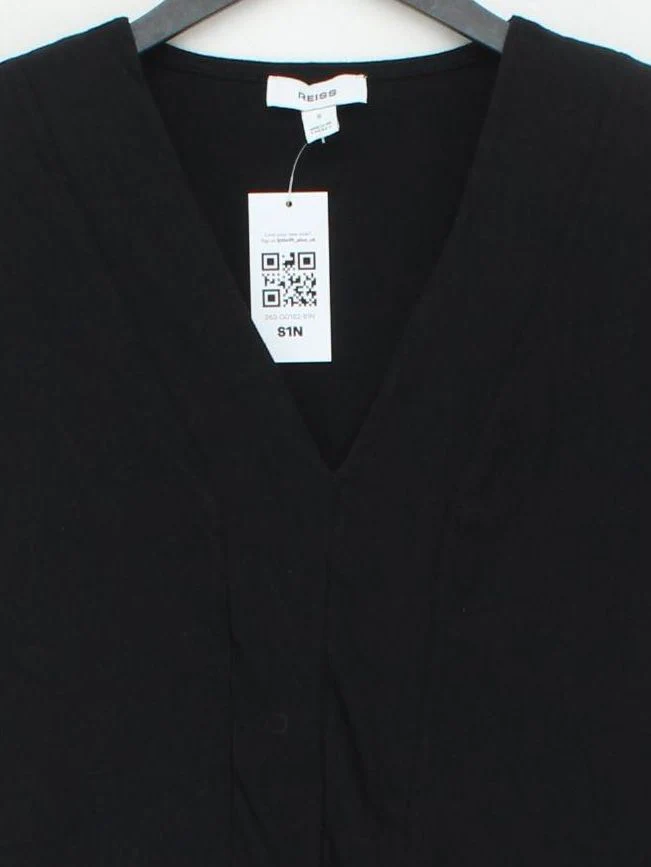 Reiss Women's Top S Black 100% Cotton Sleeveless V-Neck Basic - Image 3