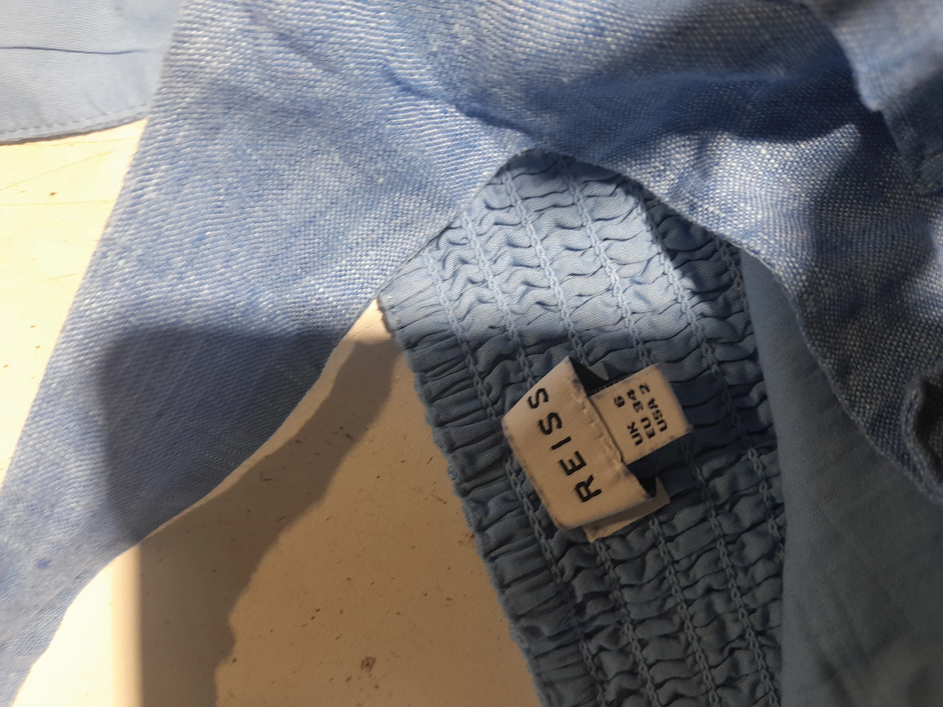 Reiss Women's Top S Blue Linen with Cotton Sleeveless Square Neck Cropped - Image 5