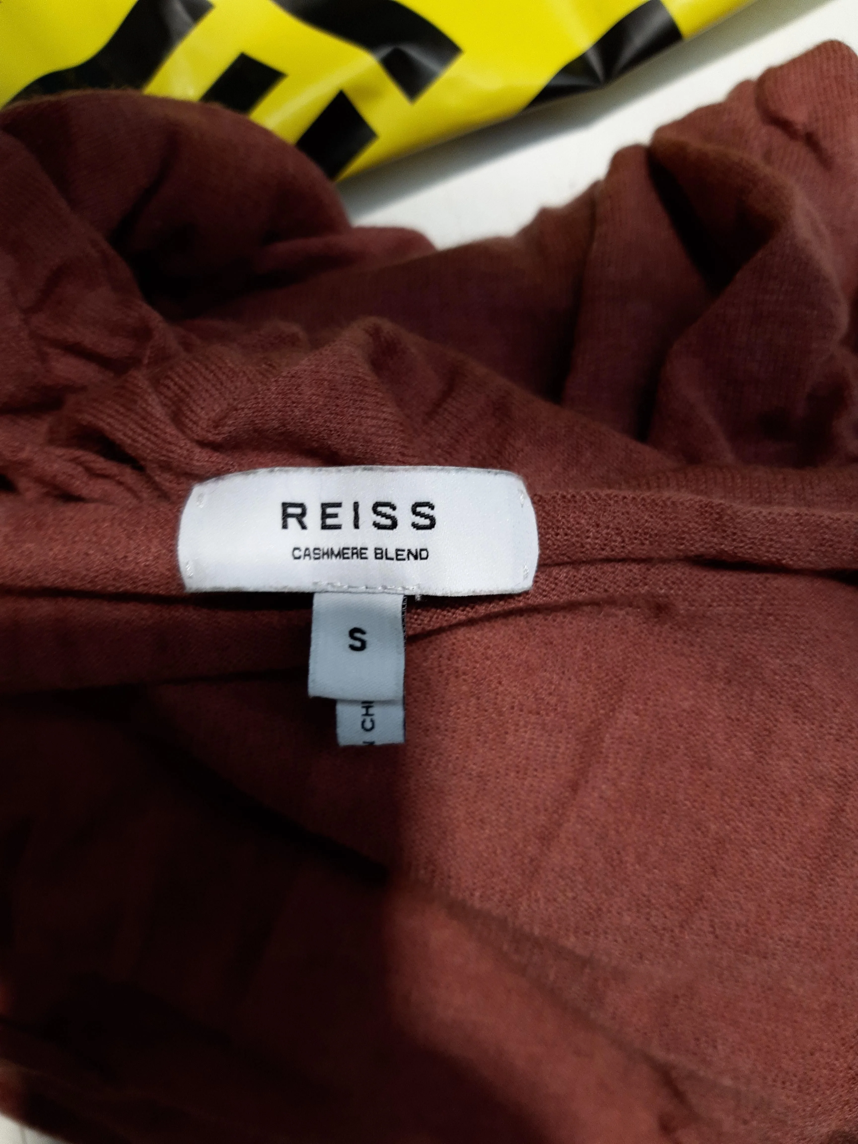 Reiss Women's Top S Brown Wool with Polyester, Cashmere Long Sleeve V-Neck Basic - Image 5
