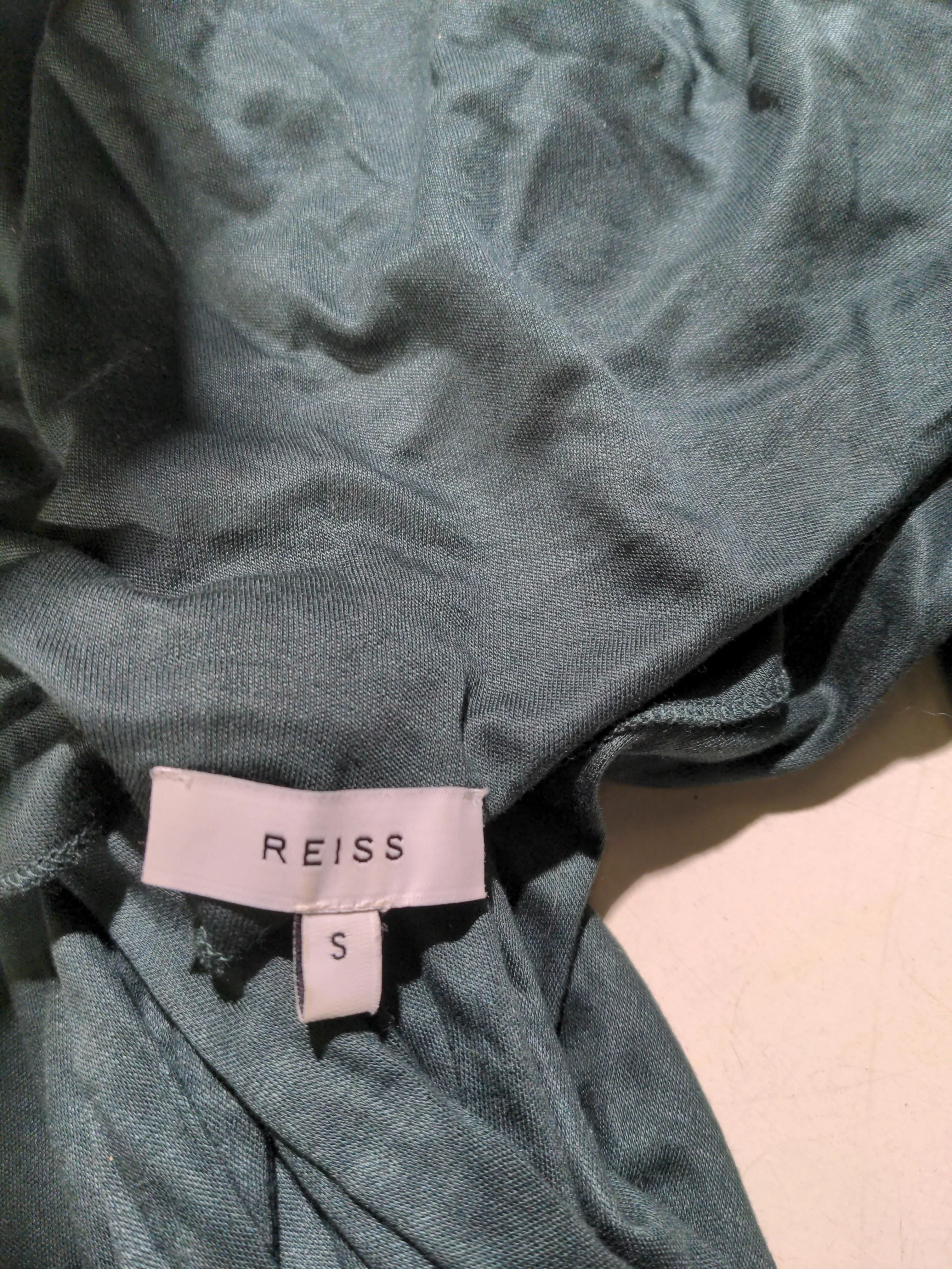 Reiss Women's Top S Green 100% Viscose 3/4 Sleeve Square Neck Jersey - Image 5