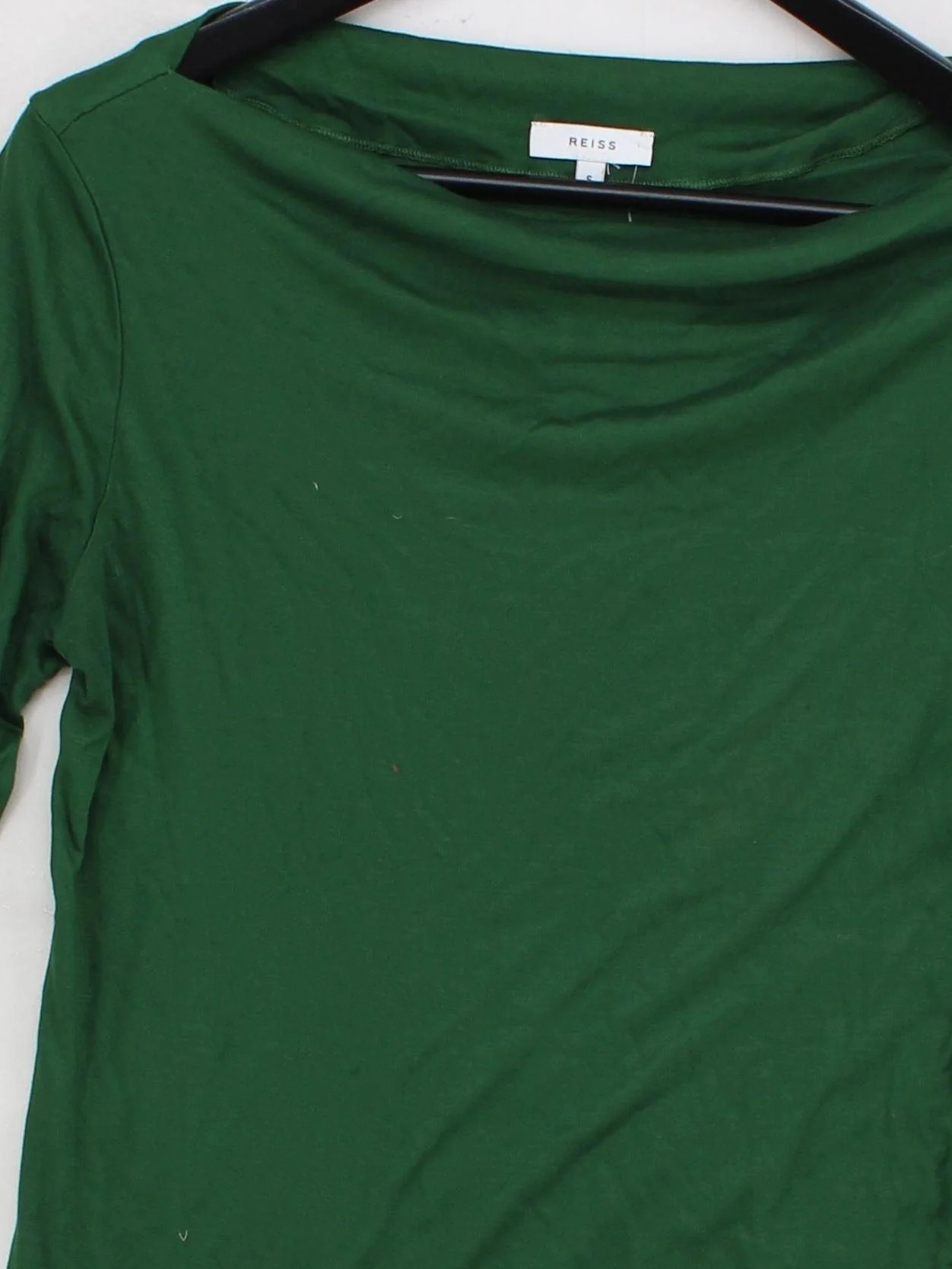 Reiss Women's Top S Green 100% Viscose 3/4 Sleeve Square Neck Jersey - Image 3