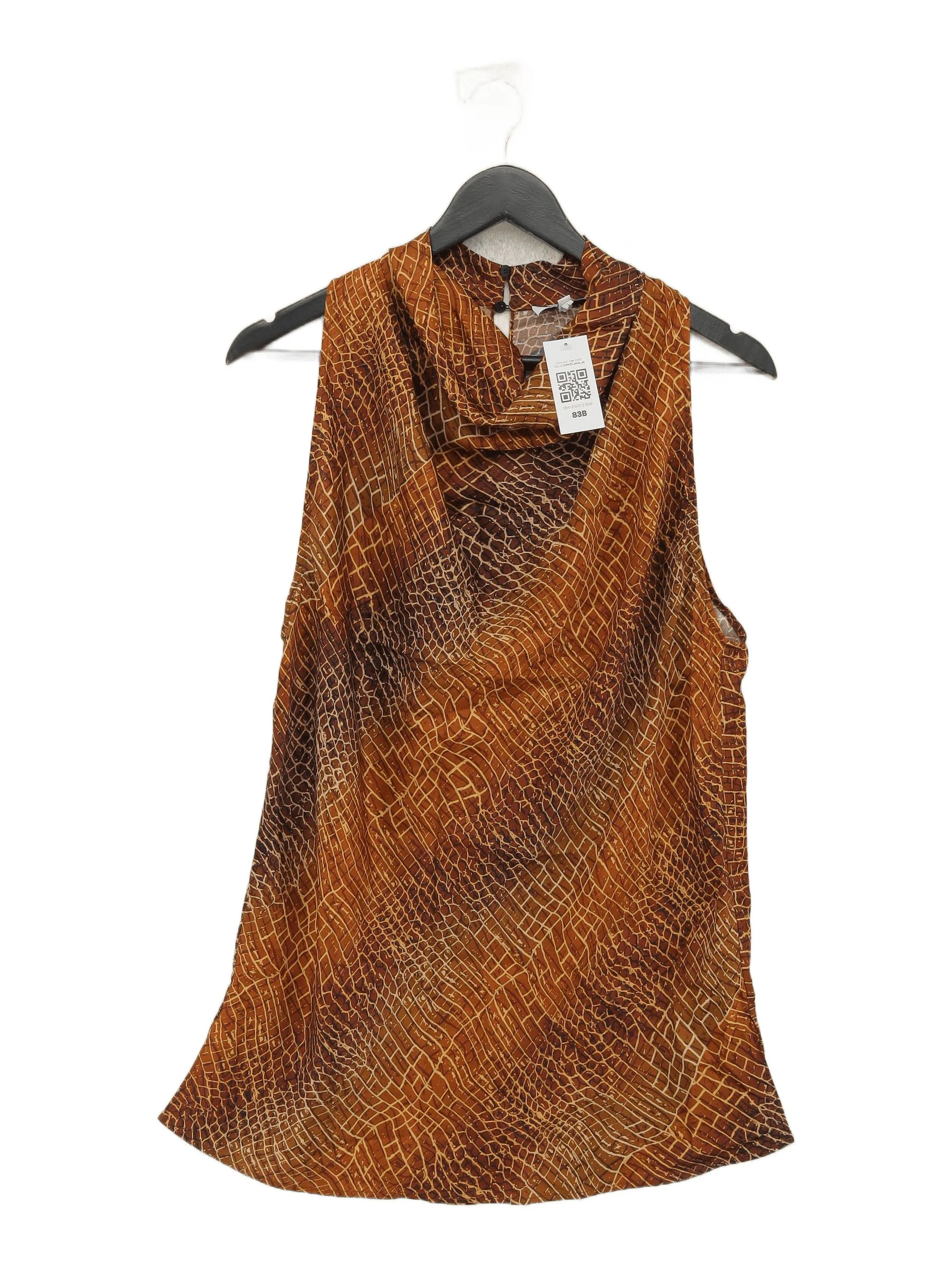 Reiss Women's Top S Multi Animal Print 100% Viscose Sleeveless Round Neck Basic