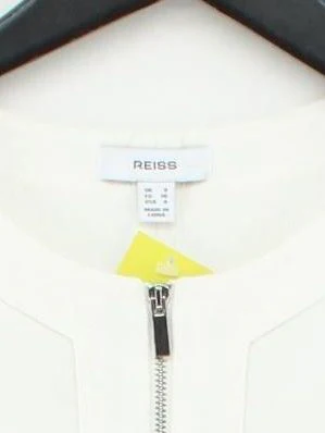 Reiss Women's Top S White 100% Polyester Short Sleeve Round Neck Basic - Image 3