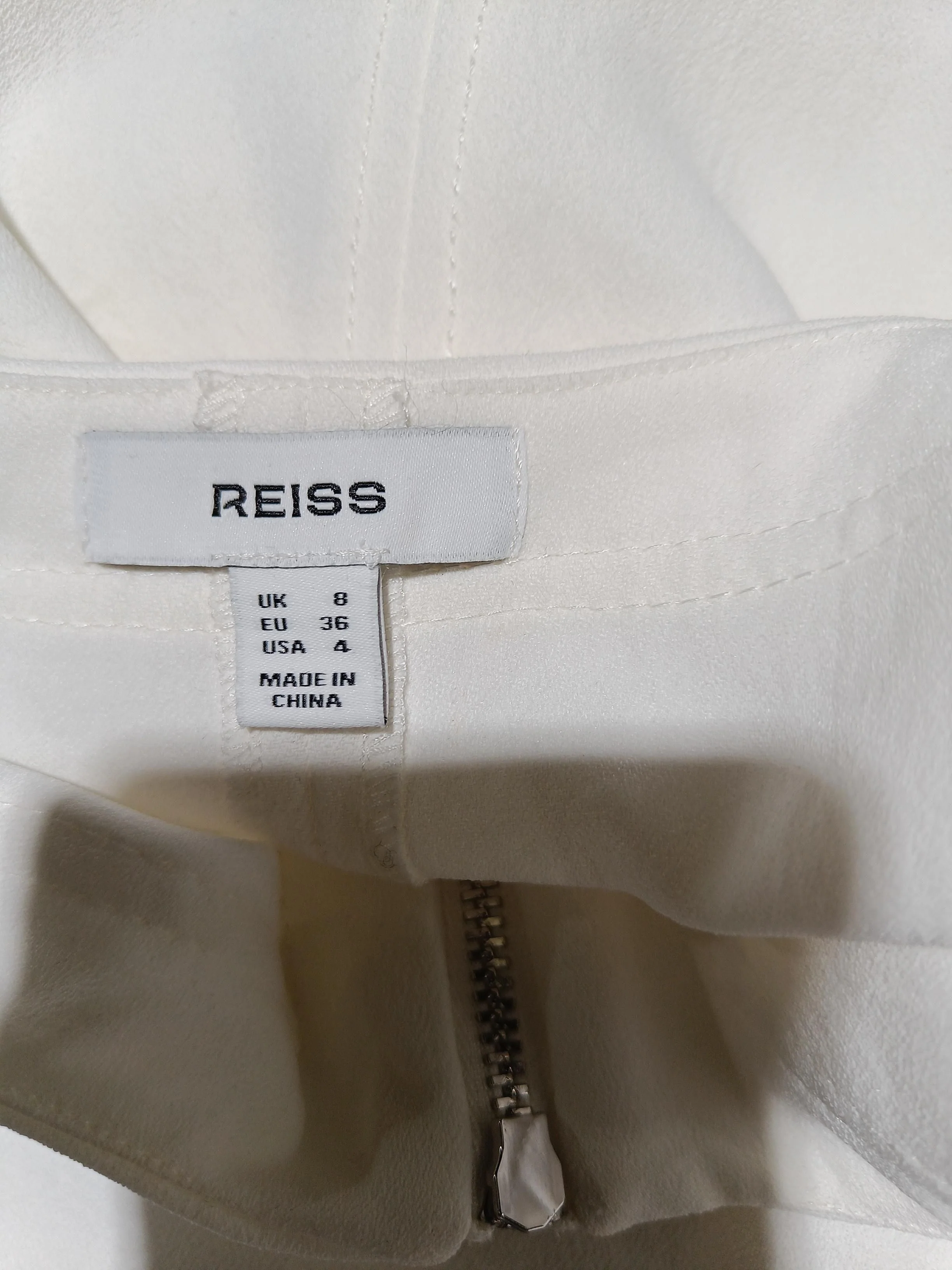 Reiss Women's Top S White 100% Polyester Short Sleeve Round Neck Basic - Image 6