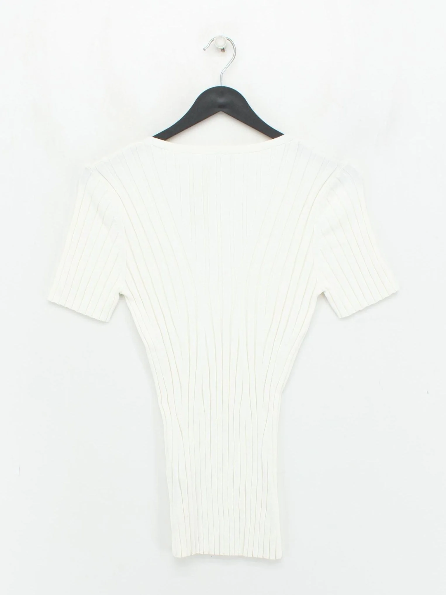 Reiss Women's Top S White Viscose with Nylon, Elastane Short Sleeve V-Neck Basic - Image 2