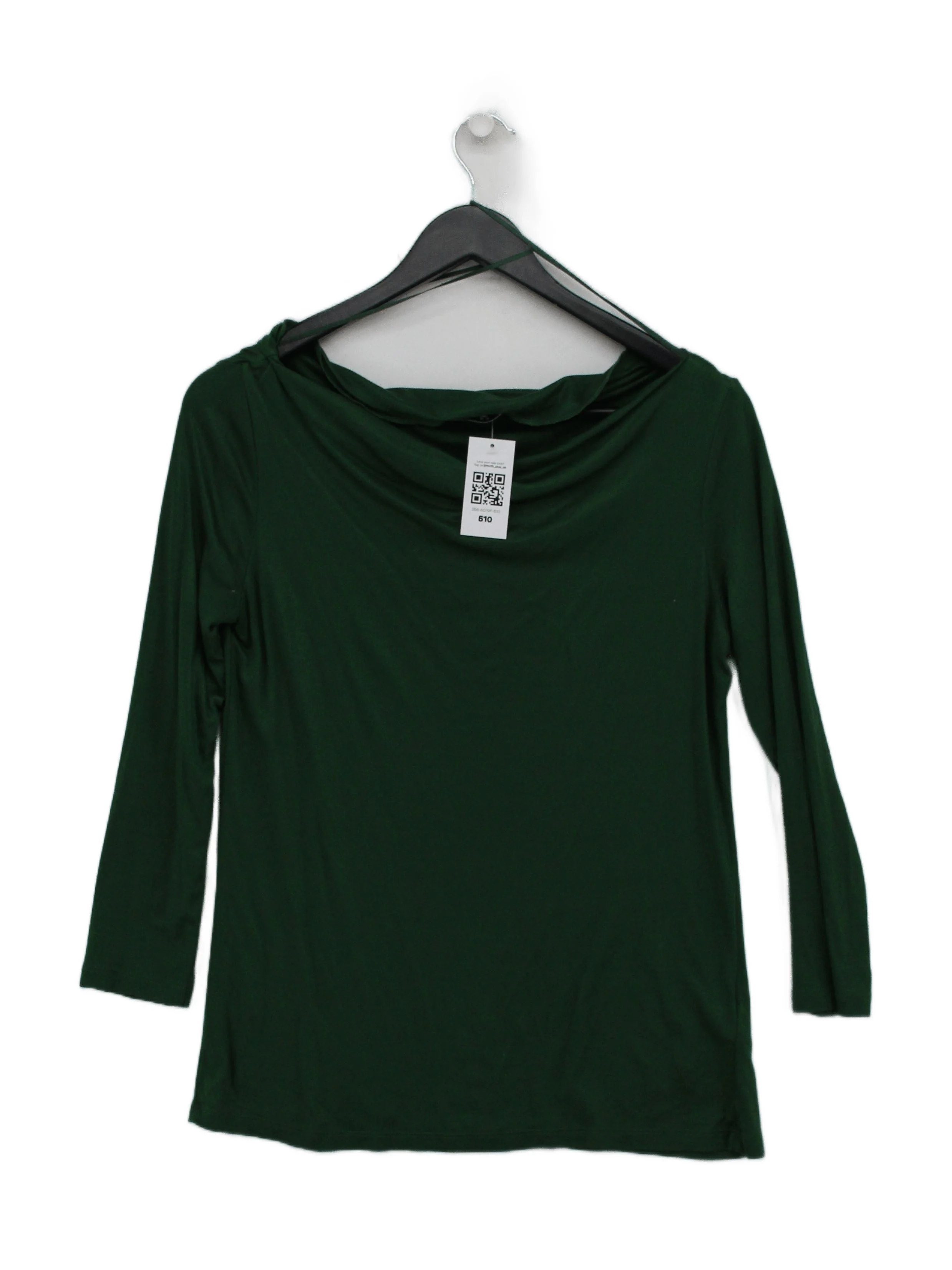 Reiss Women's Top UK 6 Green 100% Viscose 3/4 Sleeve Round Neck Basic