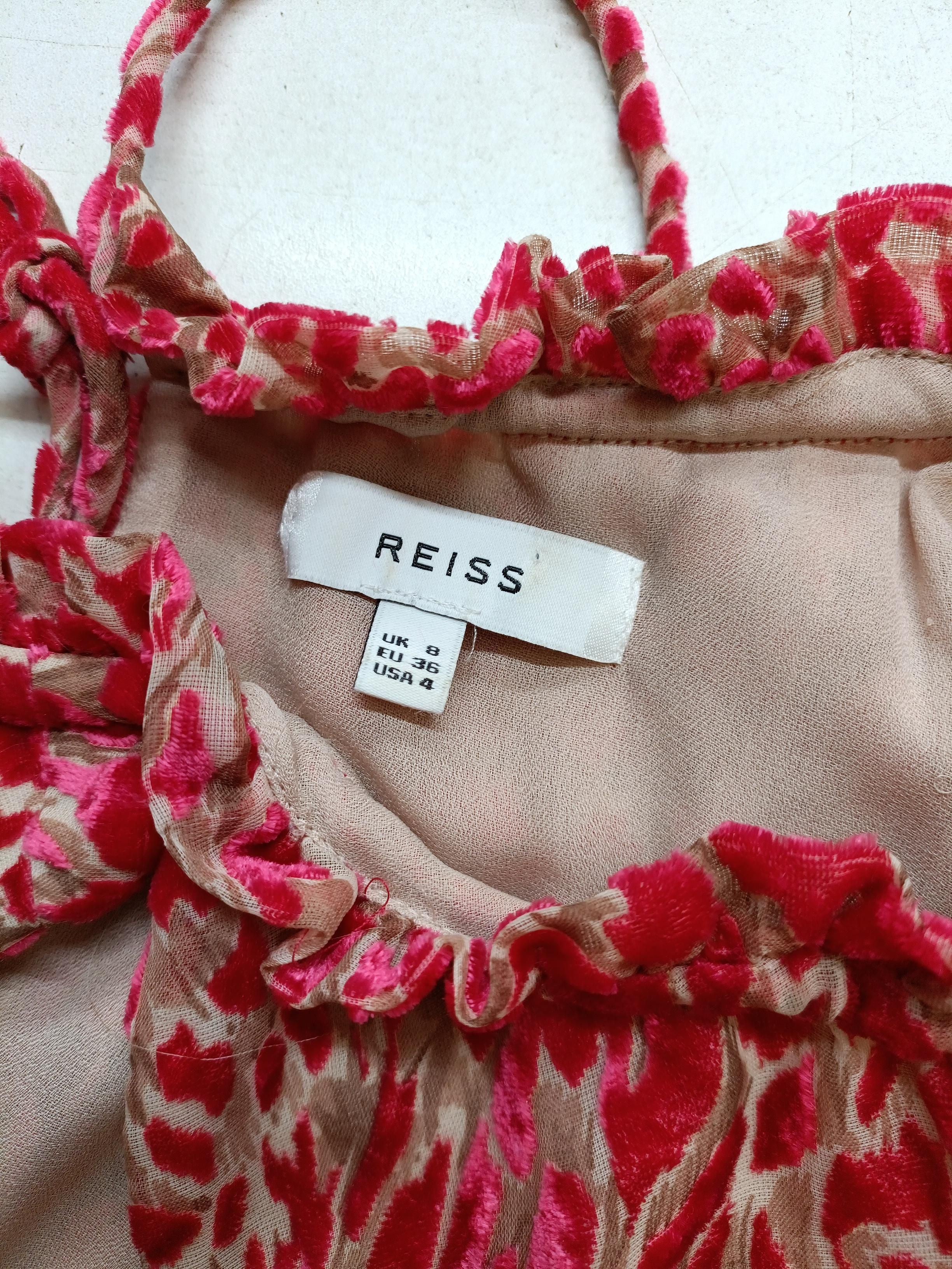 Reiss Women's Top UK 8 Red Viscose with Nylon, Polyester Basic - Image 5