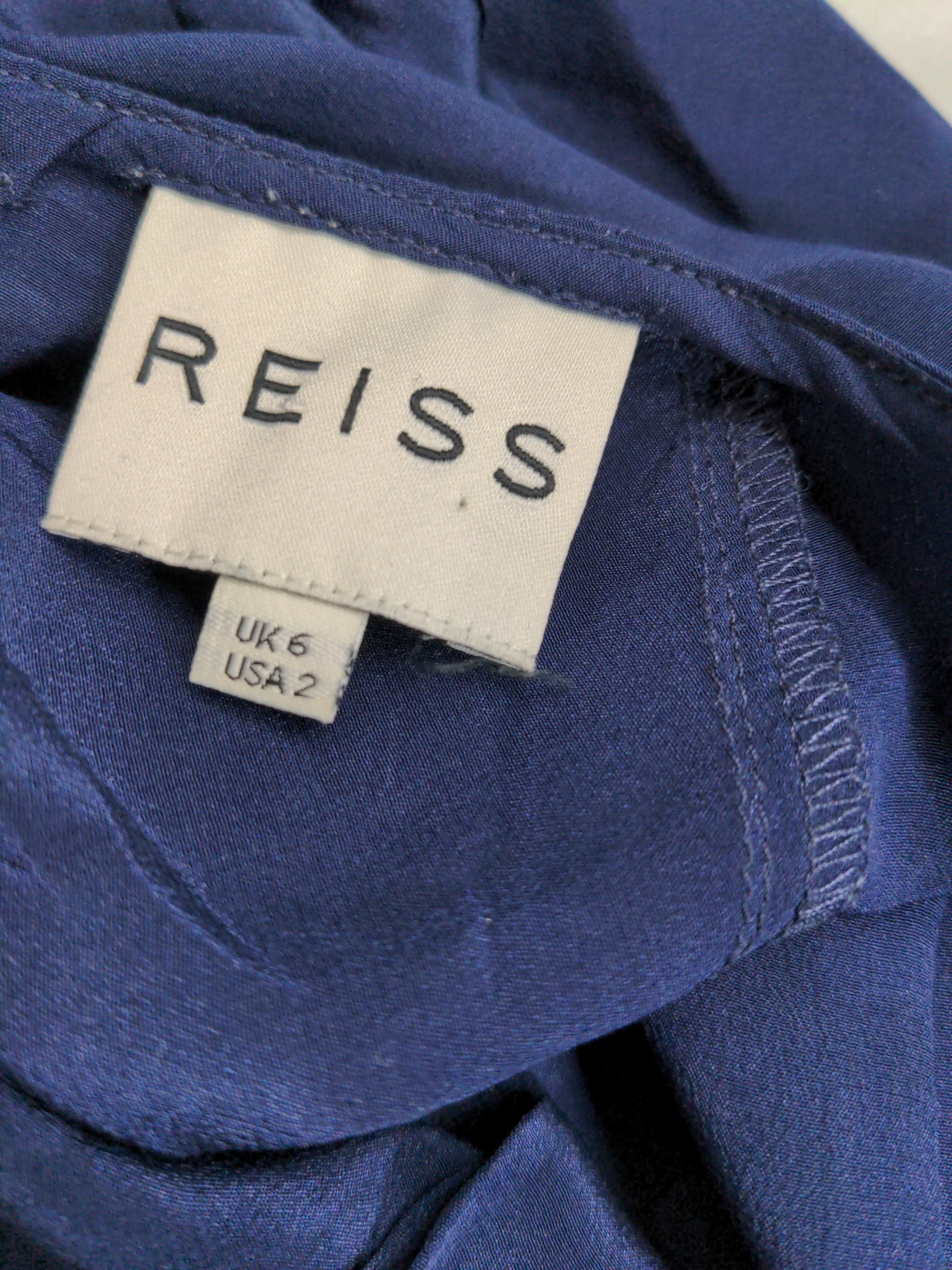 Reiss Women's Top XS Blue 100% Silk Short Sleeve Round Neck Basic - Image 6