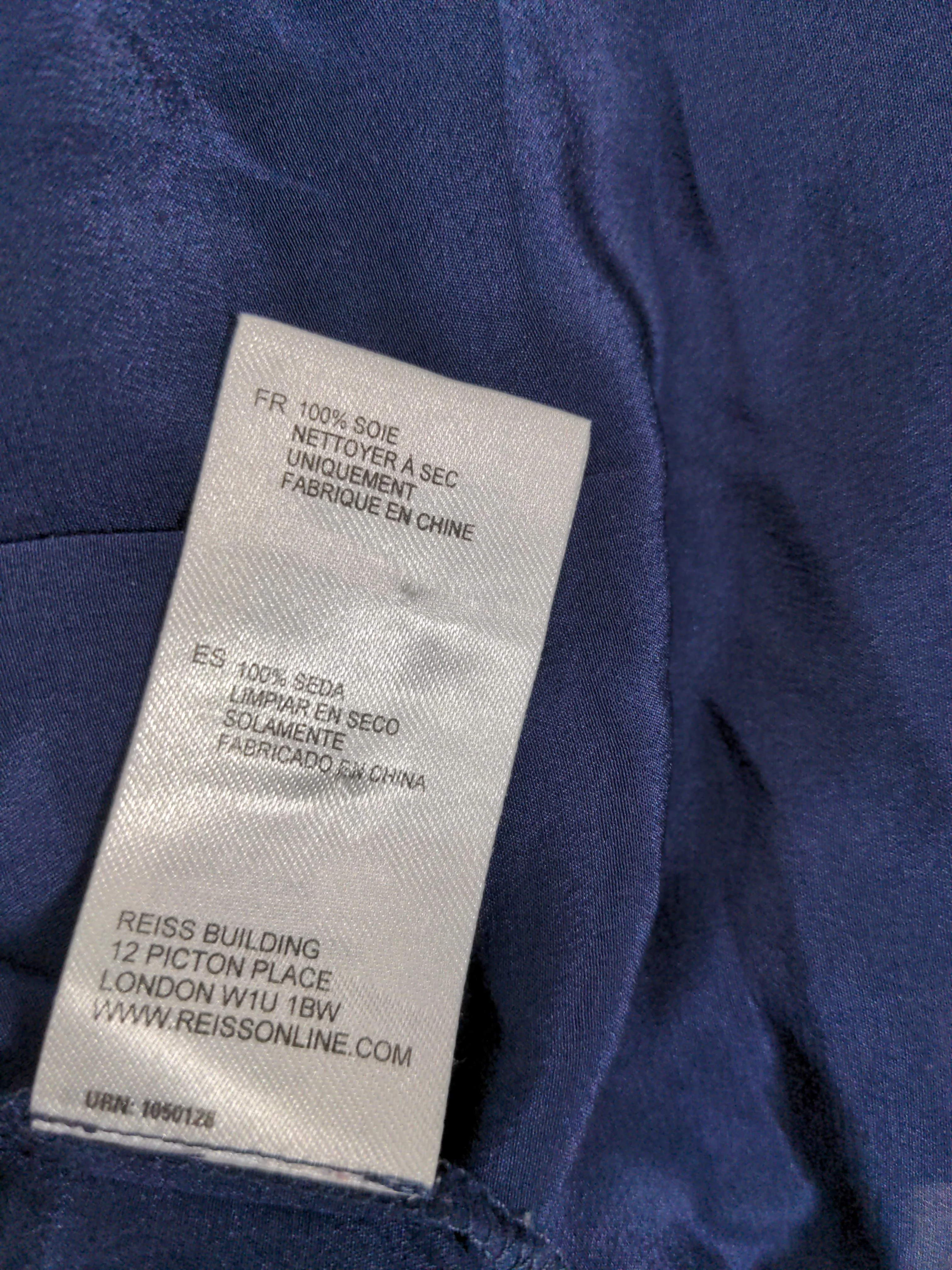 Reiss Women's Top XS Blue 100% Silk Short Sleeve Round Neck Basic - Image 7